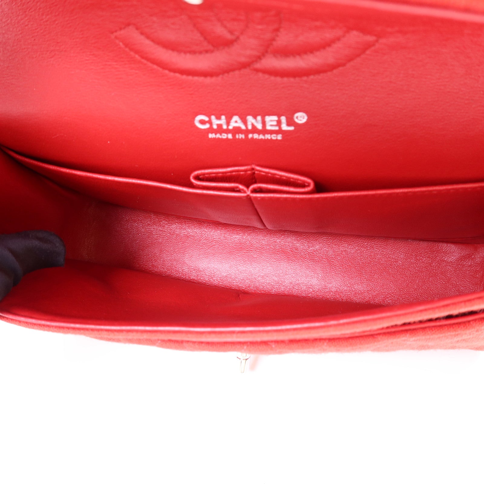 CHANEL 布料Chain Shoulder Bag銀扣鏈帶肩背袋