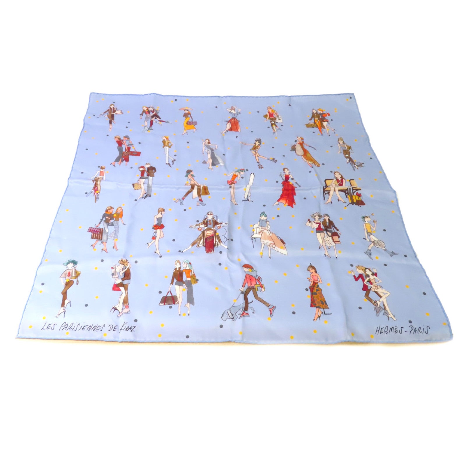 HERMES 【激減優惠】絲質65x65 Scarf絲巾藍色/彩色