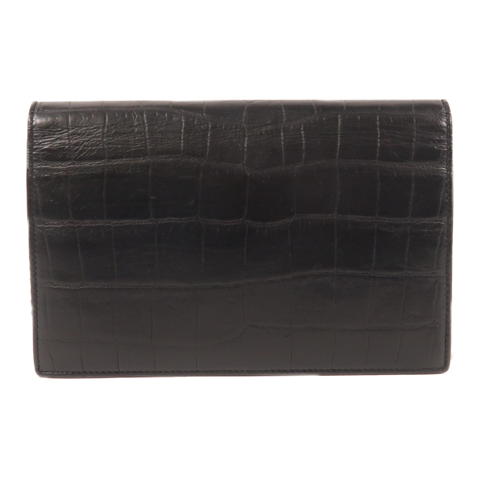 YVES SAINT LAURENT YSL SHW Chain Shoulder Bag 452159 Calfskin Leather Black
