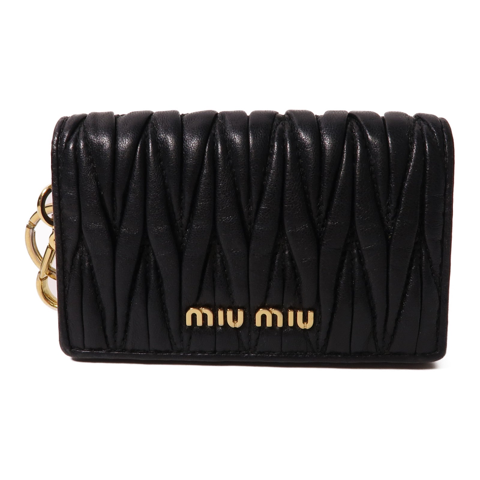 Miu Miu 羊皮皮革Card Case金扣卡片套黑色