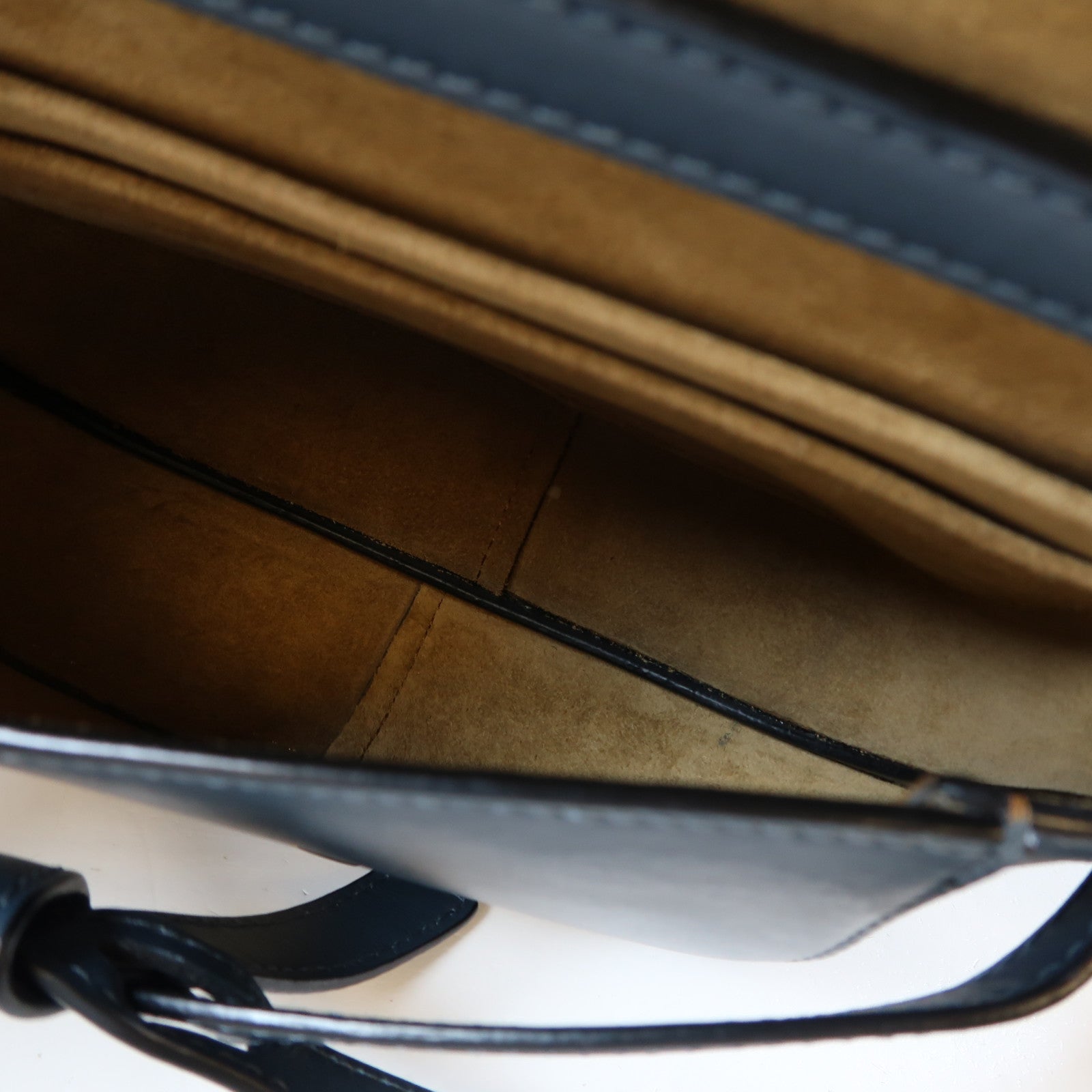 LOEWE 牛皮皮革Mini Gate金扣肩背袋深藍色