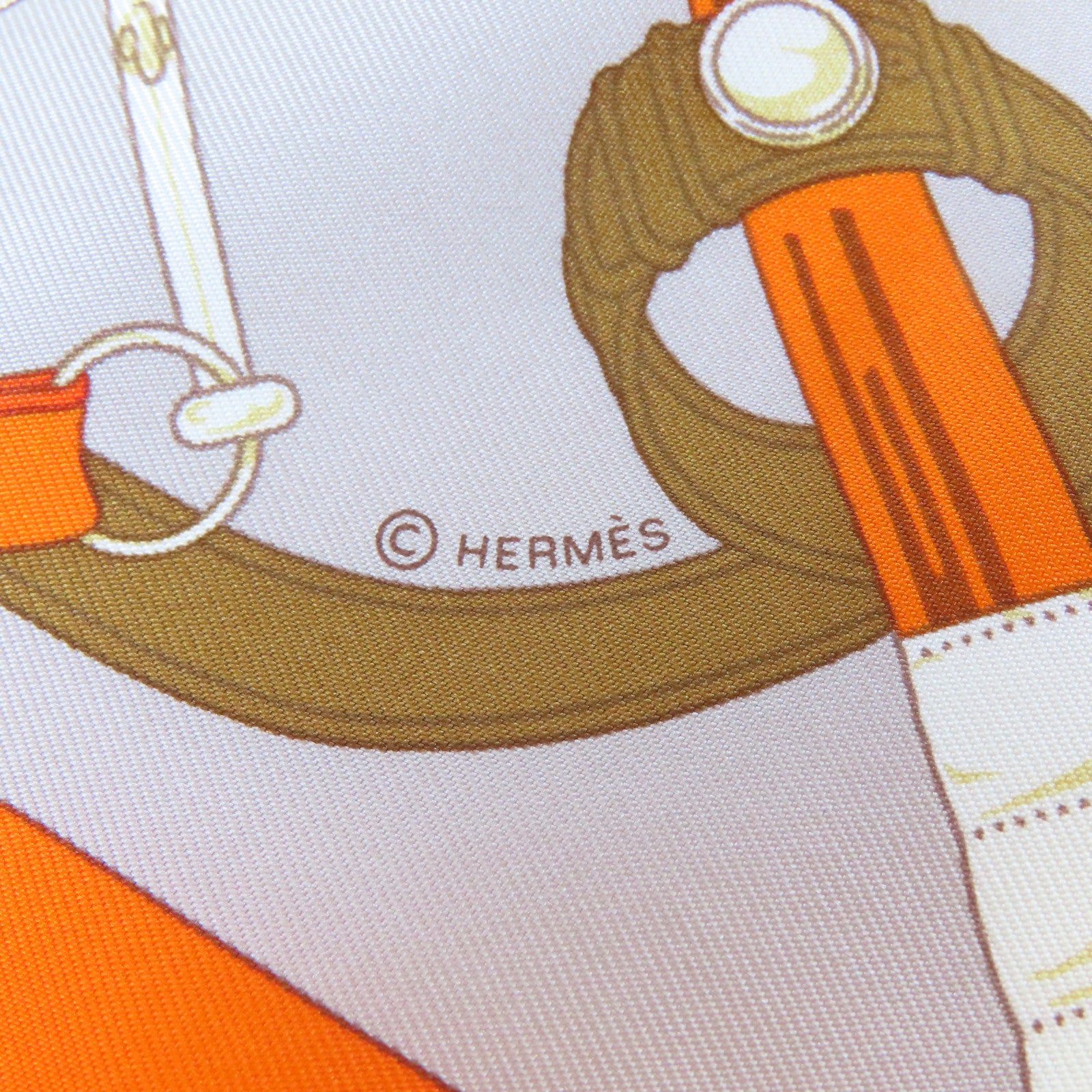 HERMES 【激減優惠】絲質Scarf 40*40絲巾橙色/灰色/米色