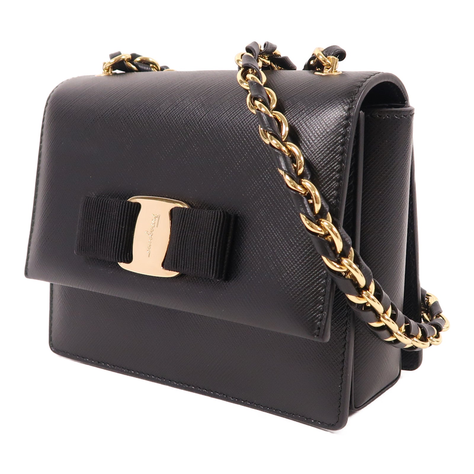 Salvatore Ferragamo 牛皮皮革Ginny金扣鏈帶肩背袋