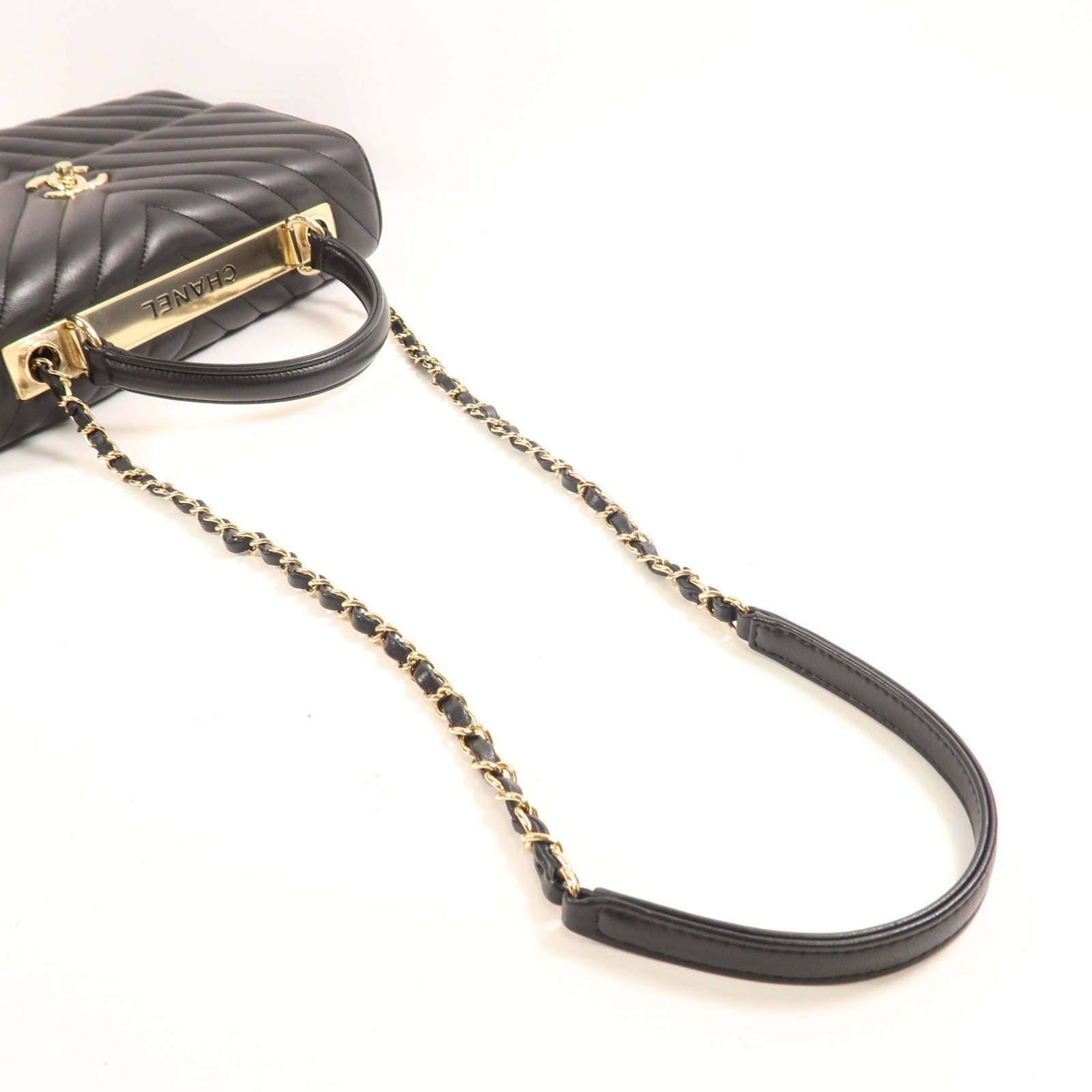 CHANEL CC GHW Shoulder Bag Chain Lambskin Leather Black