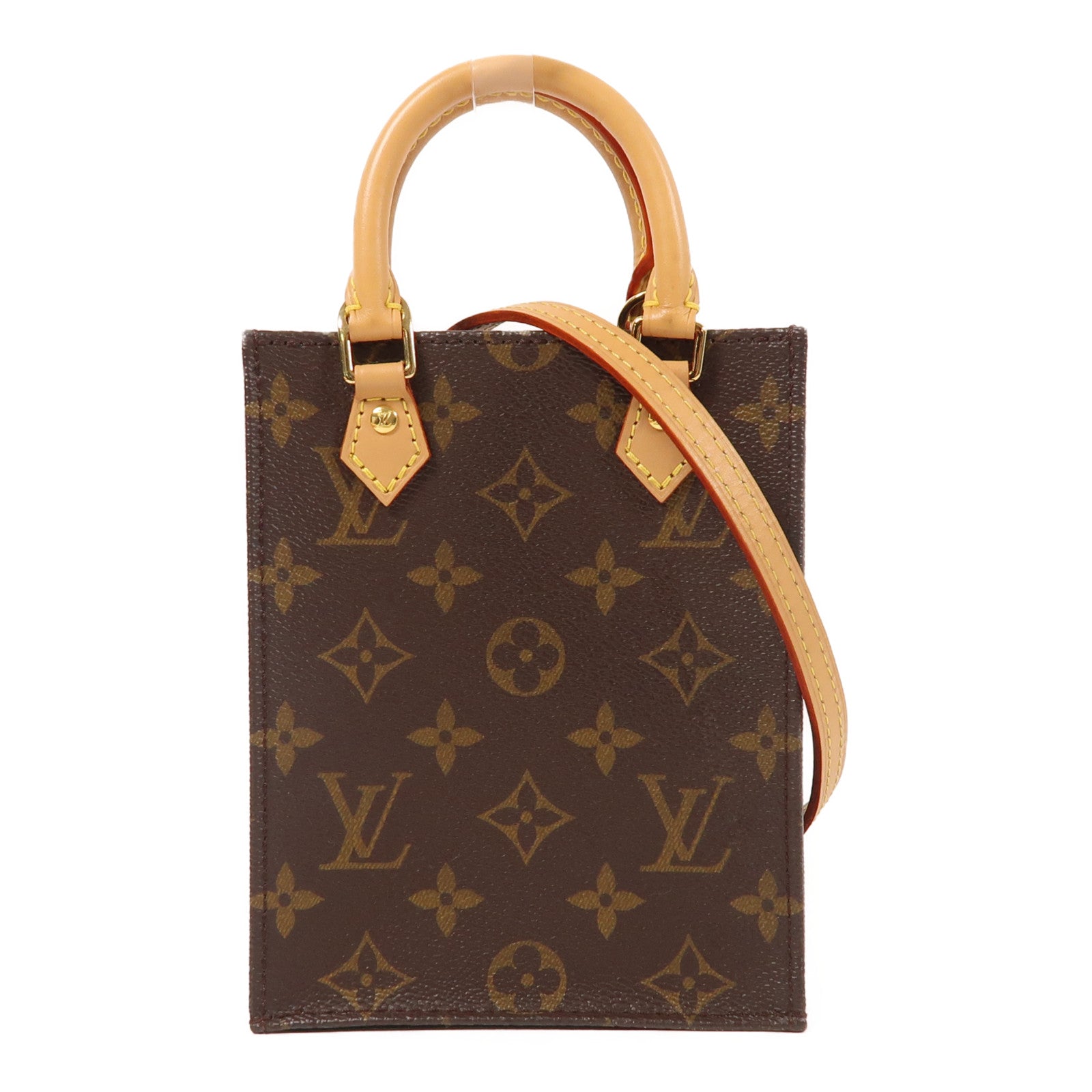LOUIS VUITTON Monogram Petit Sac Plat金扣手挽肩背兩用袋