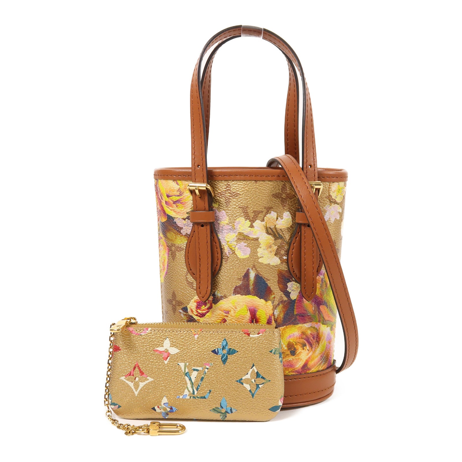 LOUIS VUITTON Floral Monogram Garden Nano Bucket金扣手挽肩背兩用袋