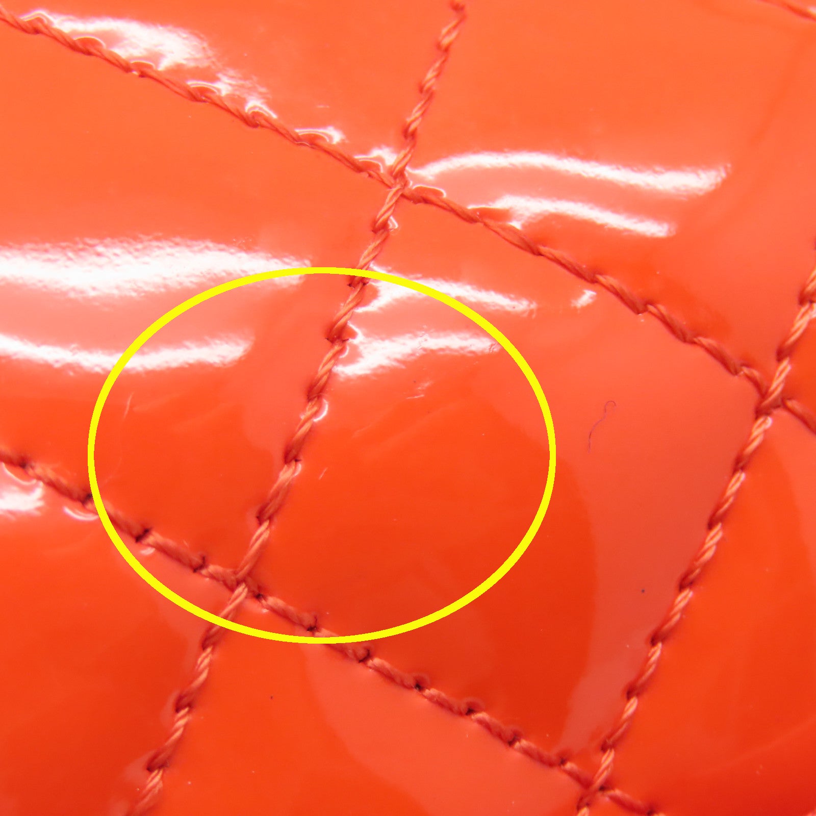 CHANEL 菱格漆皮皮革Chain Shoulder Bag金扣链带肩背袋橙色