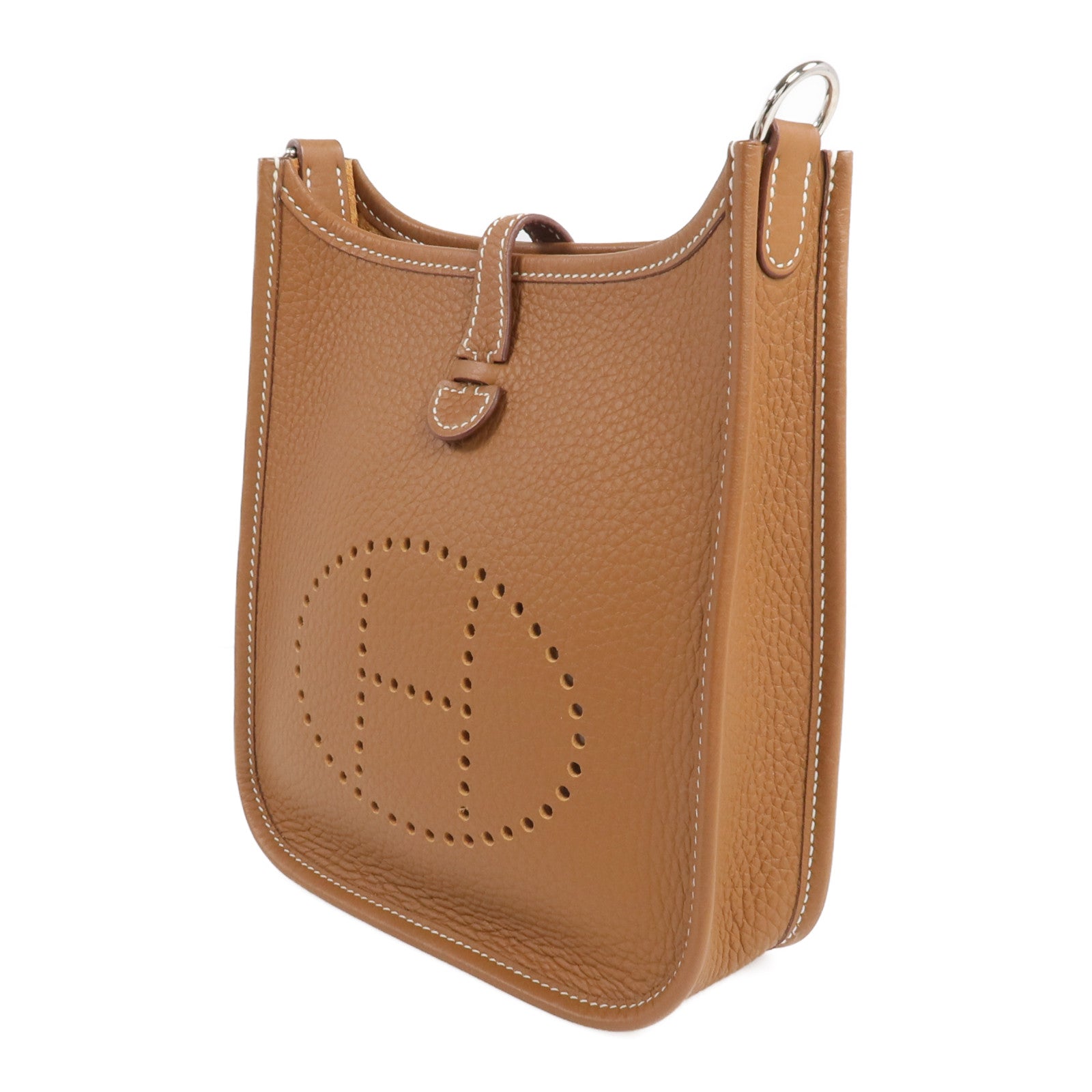 HERMES Clemence皮革Evelyne TPM銀扣肩背袋Gold