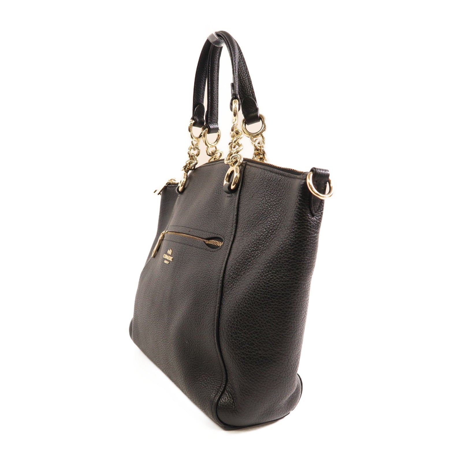 COACH 牛皮皮革2 Way Shoulder銀扣手挽肩背兩用袋