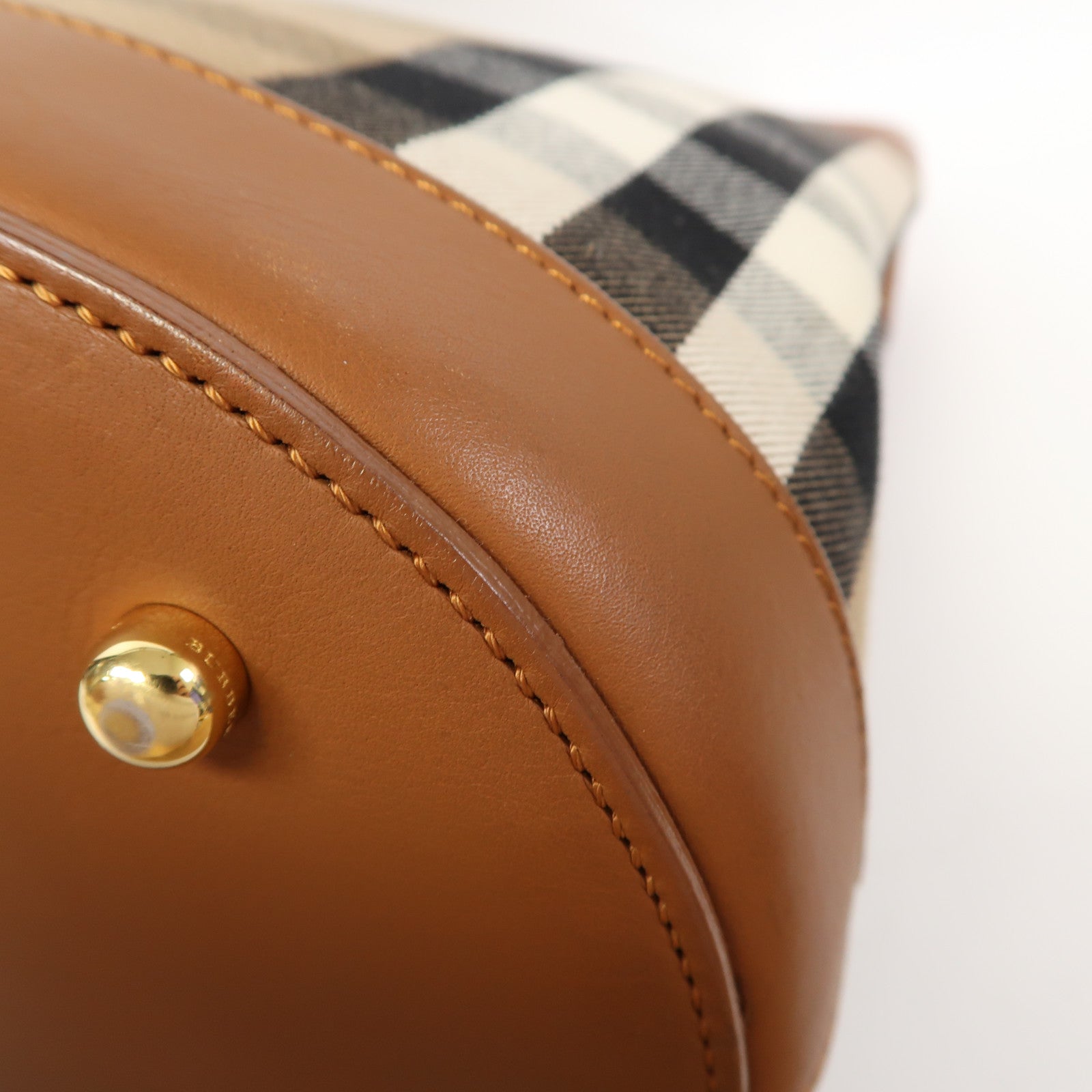 BURBERRY 帆布/皮革Shoulder Bag金扣肩背袋啡色