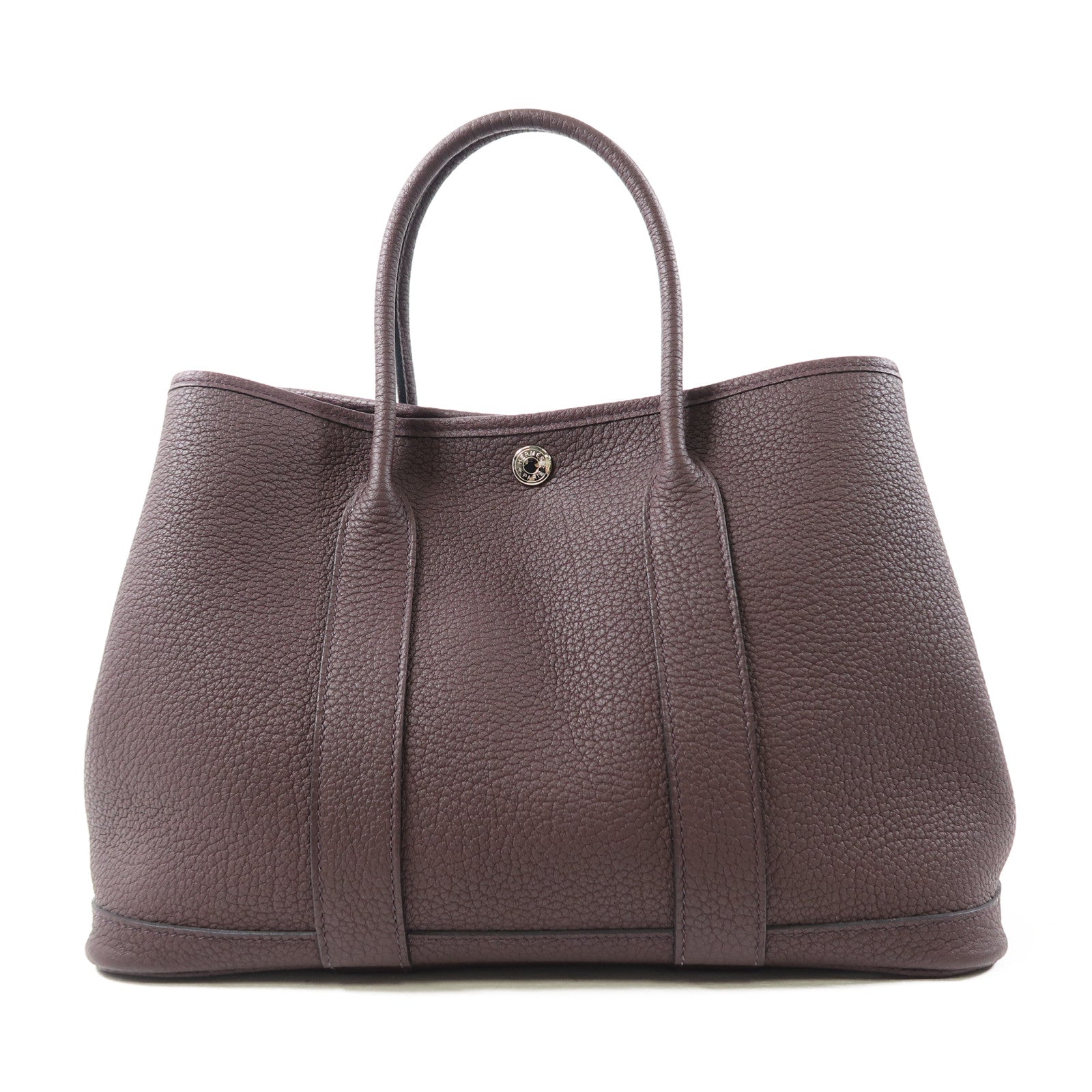 HERMES Negonda皮革Garden Party TPM銀扣手挽袋Rouge Sellier啡色