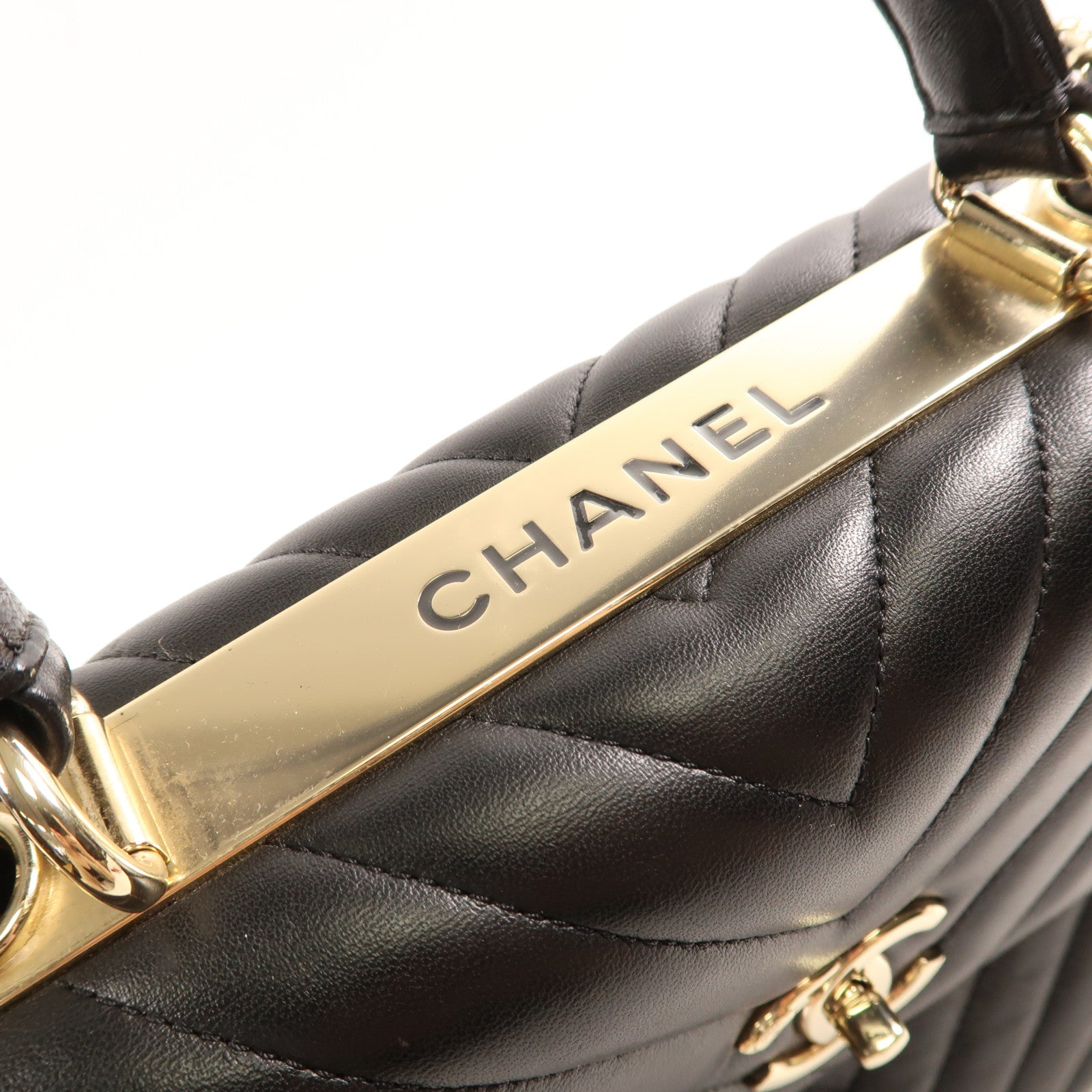 CHANEL 羊皮皮革Shoulder Bag金扣鏈帶手挽肩背兩用袋