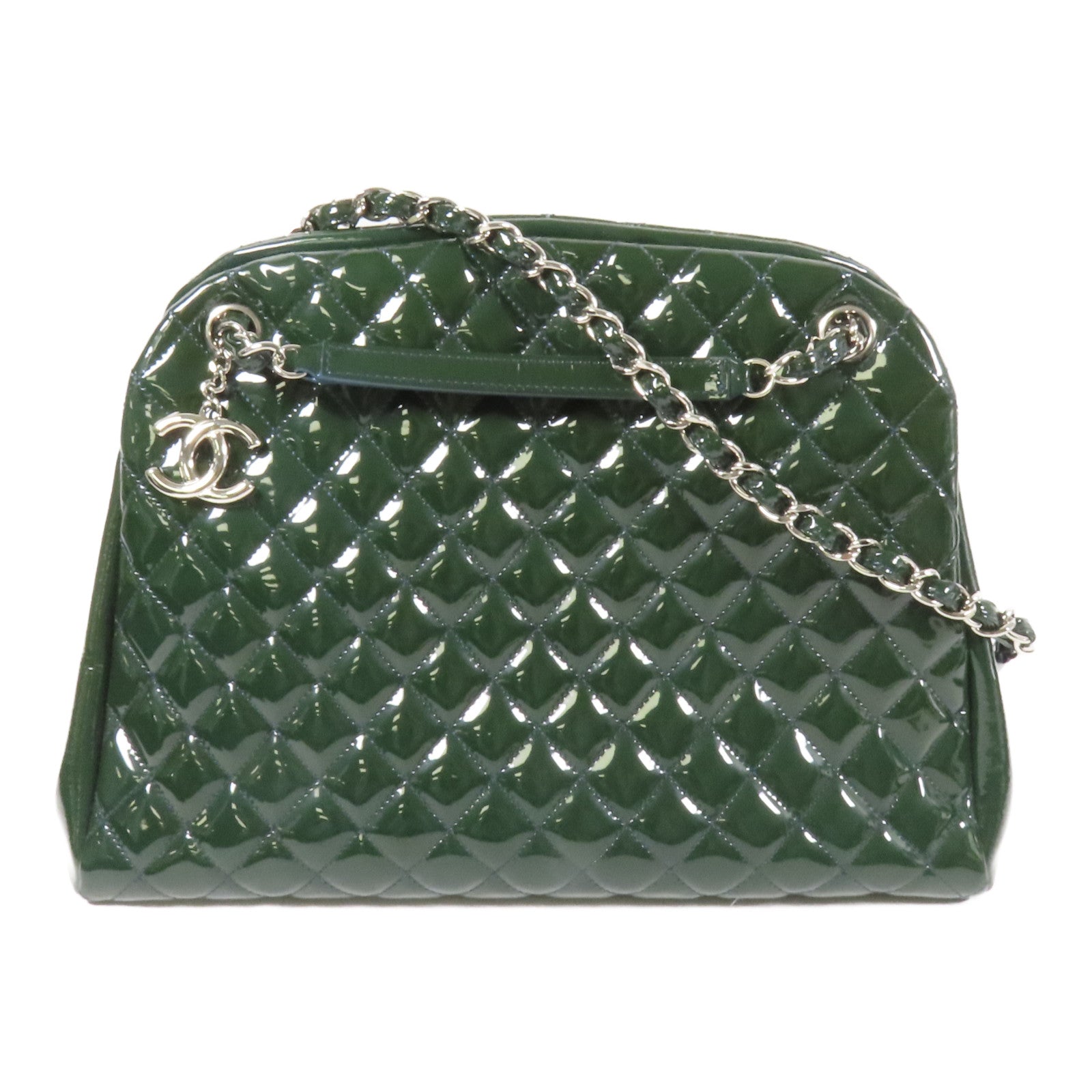 CHANEL 漆皮皮革Shoulder Bag銀扣肩背袋