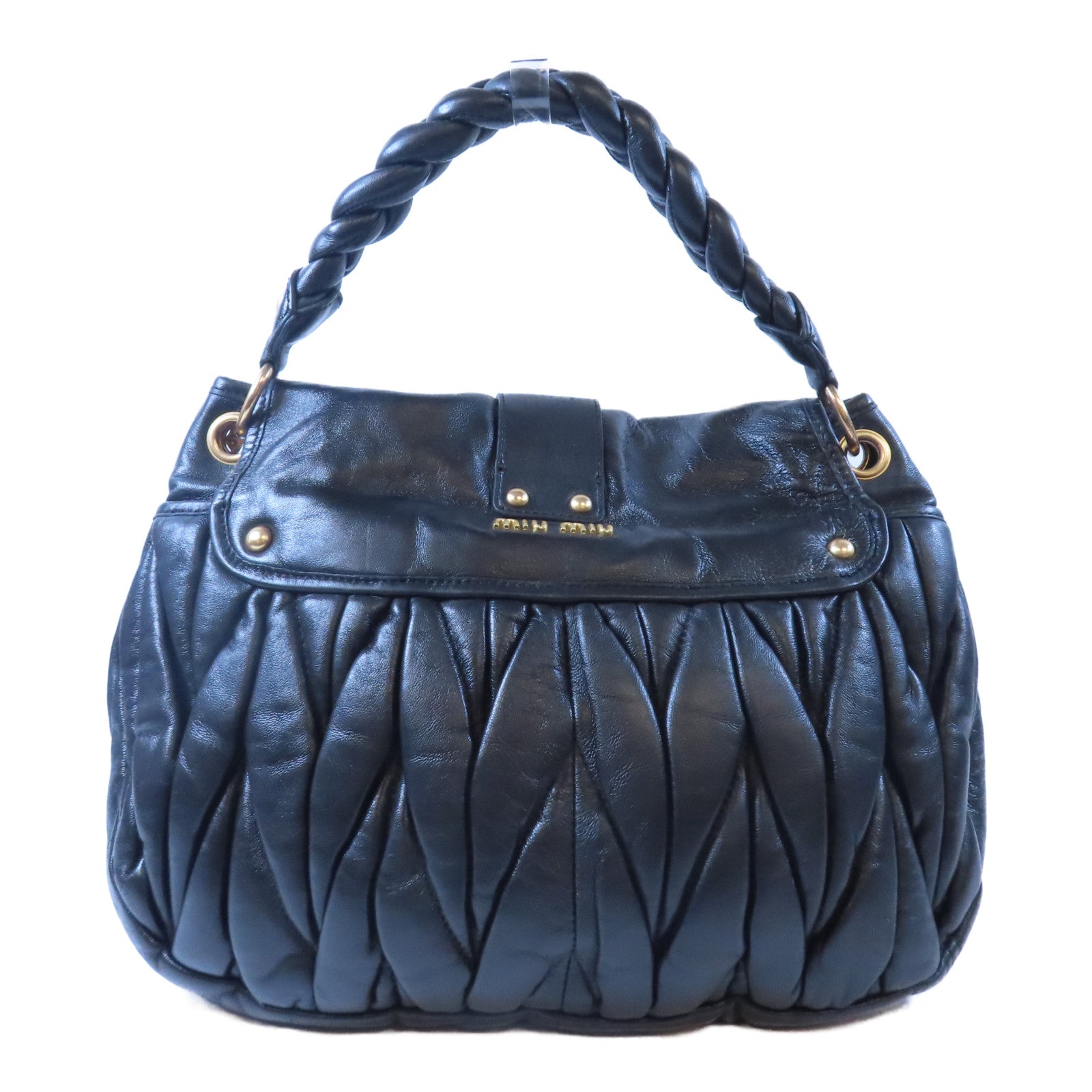Miu Miu 羊皮皮革Shoulder Bag金扣手挽肩背兩用袋黑色