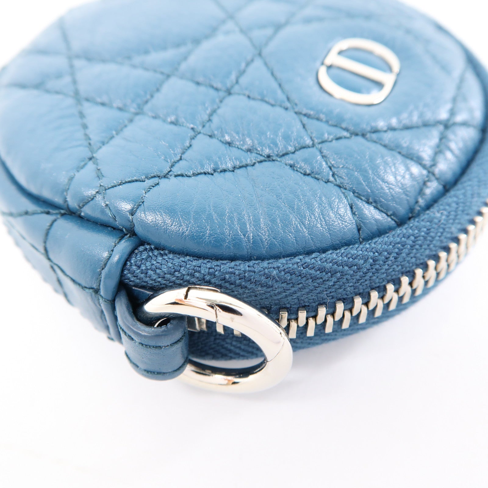 Dior 牛皮皮革Coin Case銀扣零錢包藍色