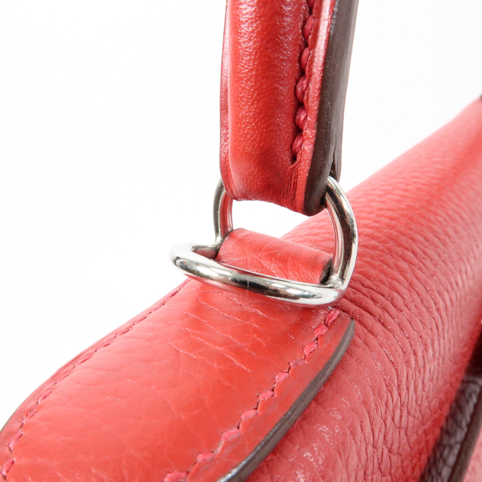 HERMES Togo皮革Kelly 28銀扣手挽肩背兩用袋Rouge Casaque