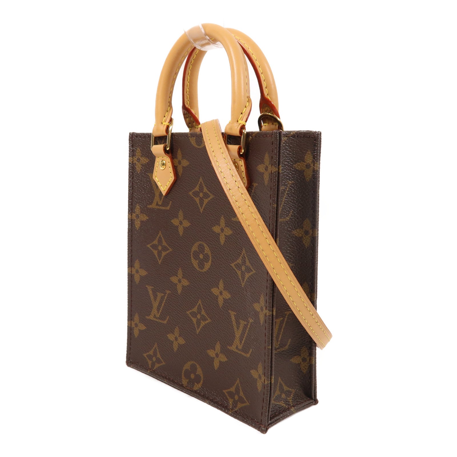 LOUIS VUITTON Monogram Petit Sac Plat金扣手挽肩背兩用袋