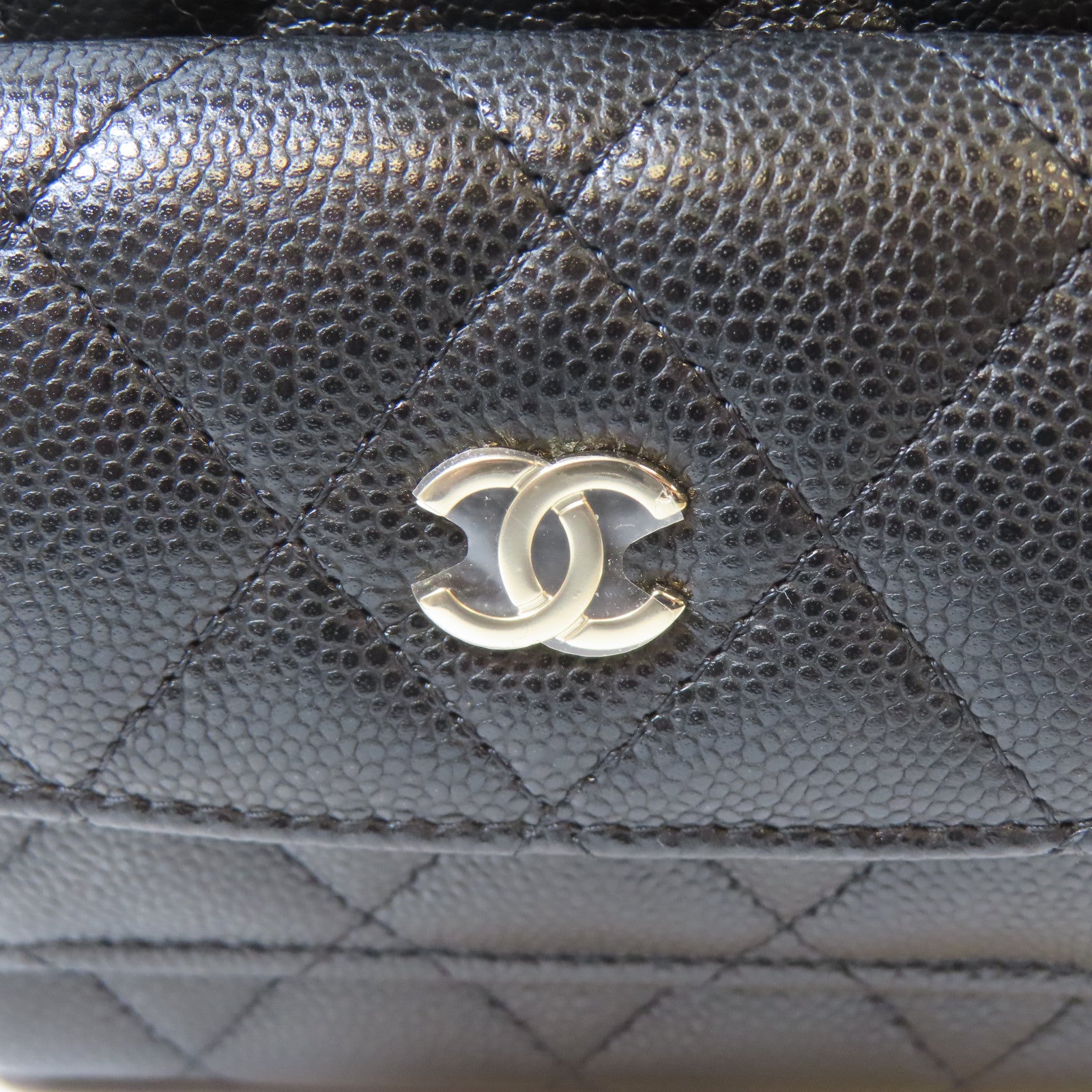 CHANEL 菱格Caviar皮革24C金扣手挽肩背兩用袋黑色