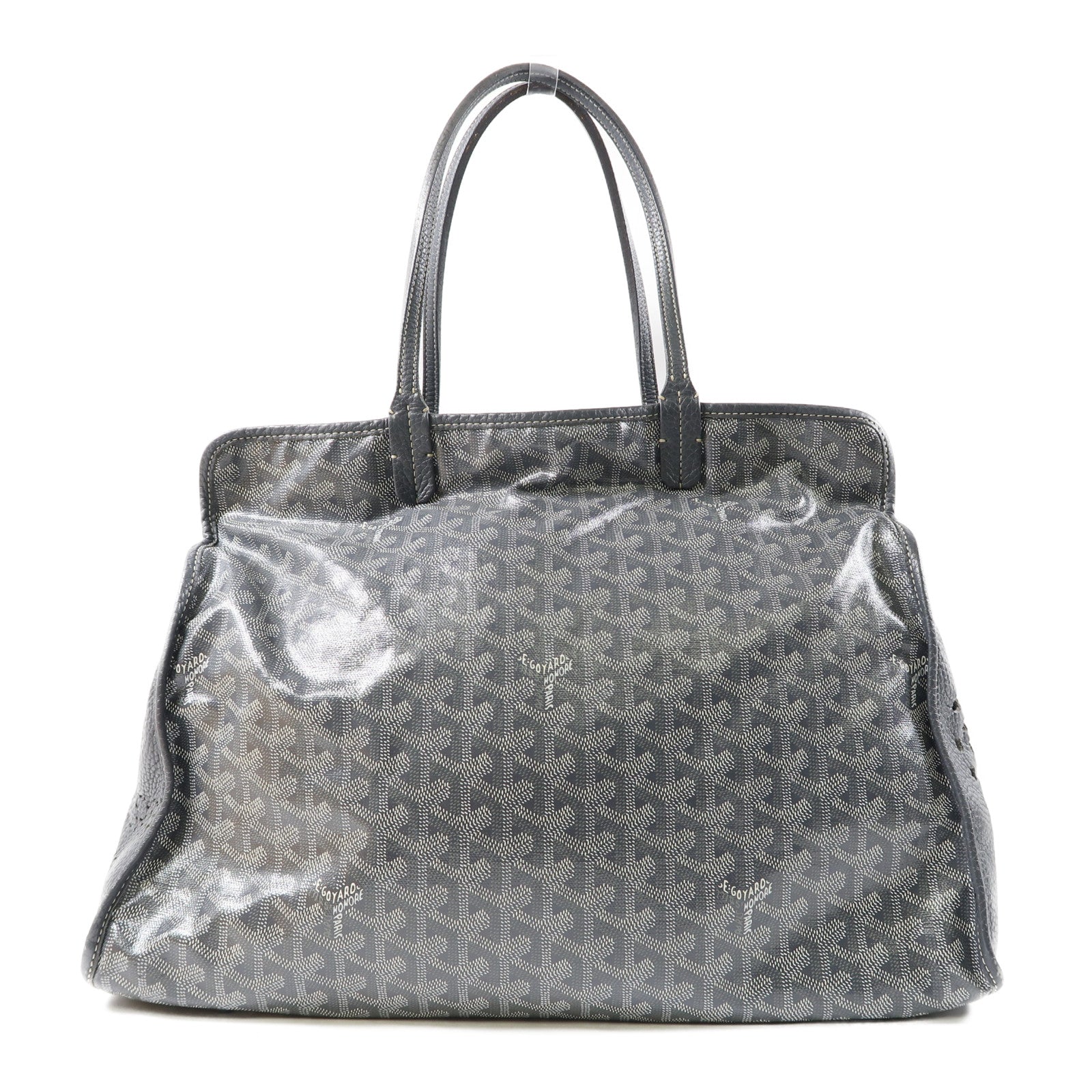 GOYARD 塗層帆布Sac Hardy PM銀扣手挽袋灰色