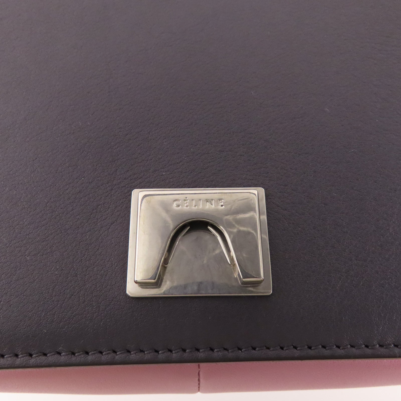 CELINE 牛皮皮革Shoulder Bag銀扣肩背袋