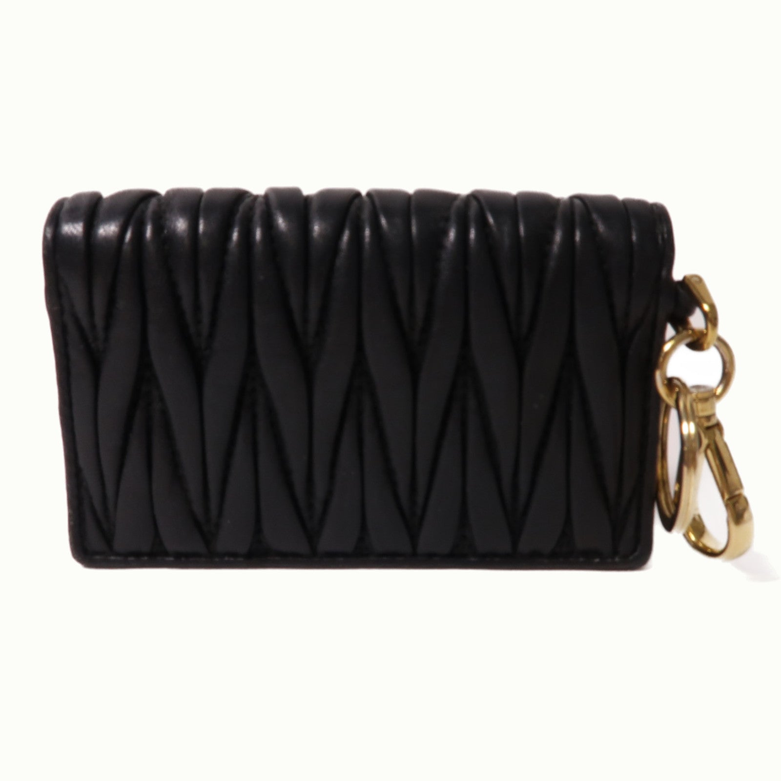Miu Miu 羊皮皮革Card Case金扣卡片套黑色