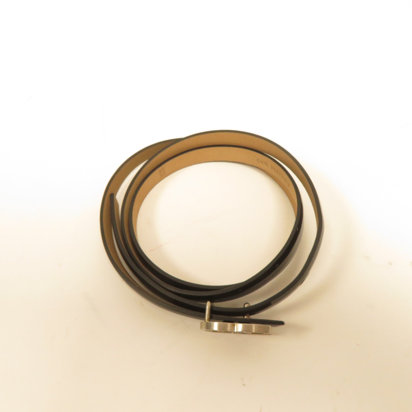 CHANEL **【激減優惠】漆皮皮革CC Belt銀扣皮帶黑色