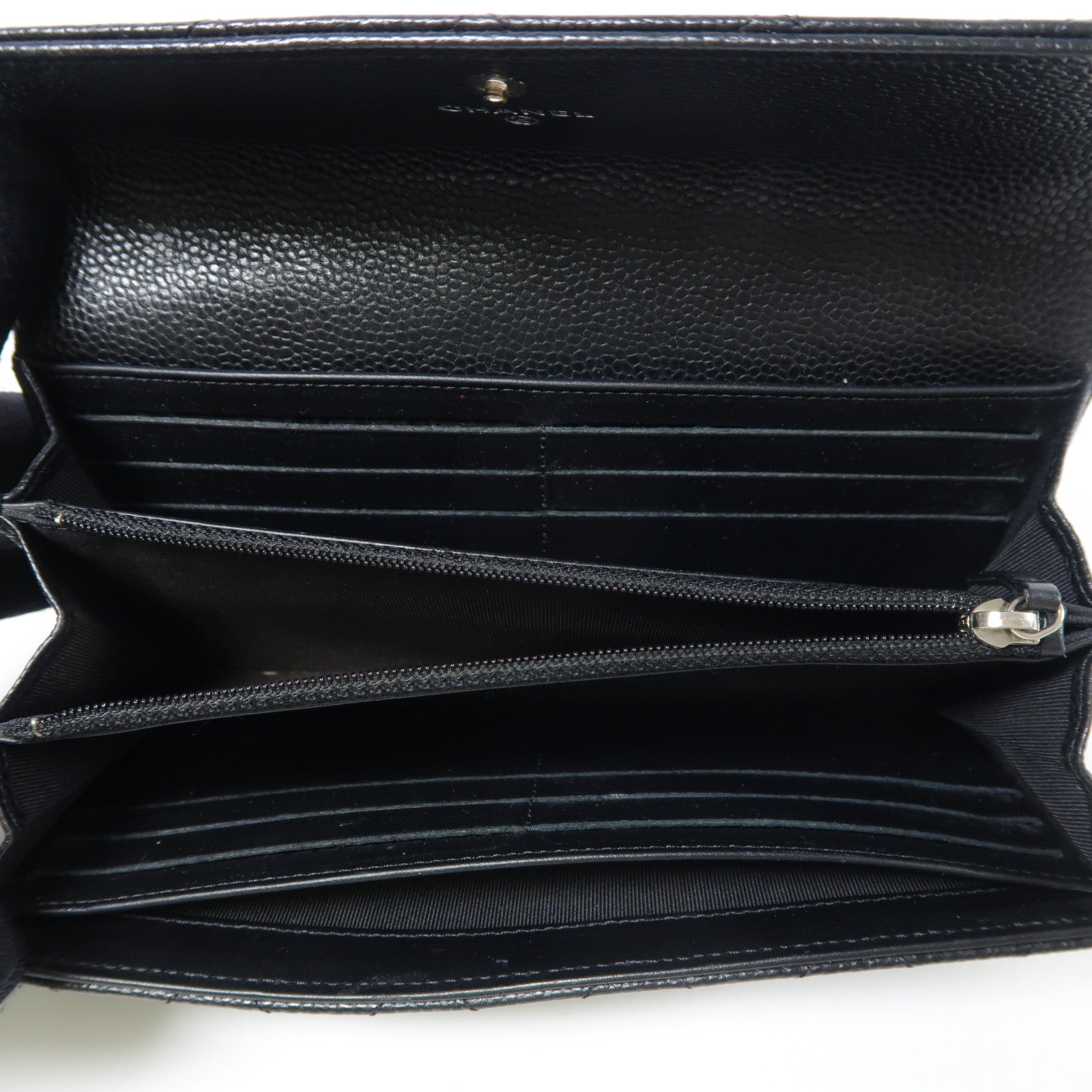 CHANEL CC SHW Long Wallet Calfskin Leather Black