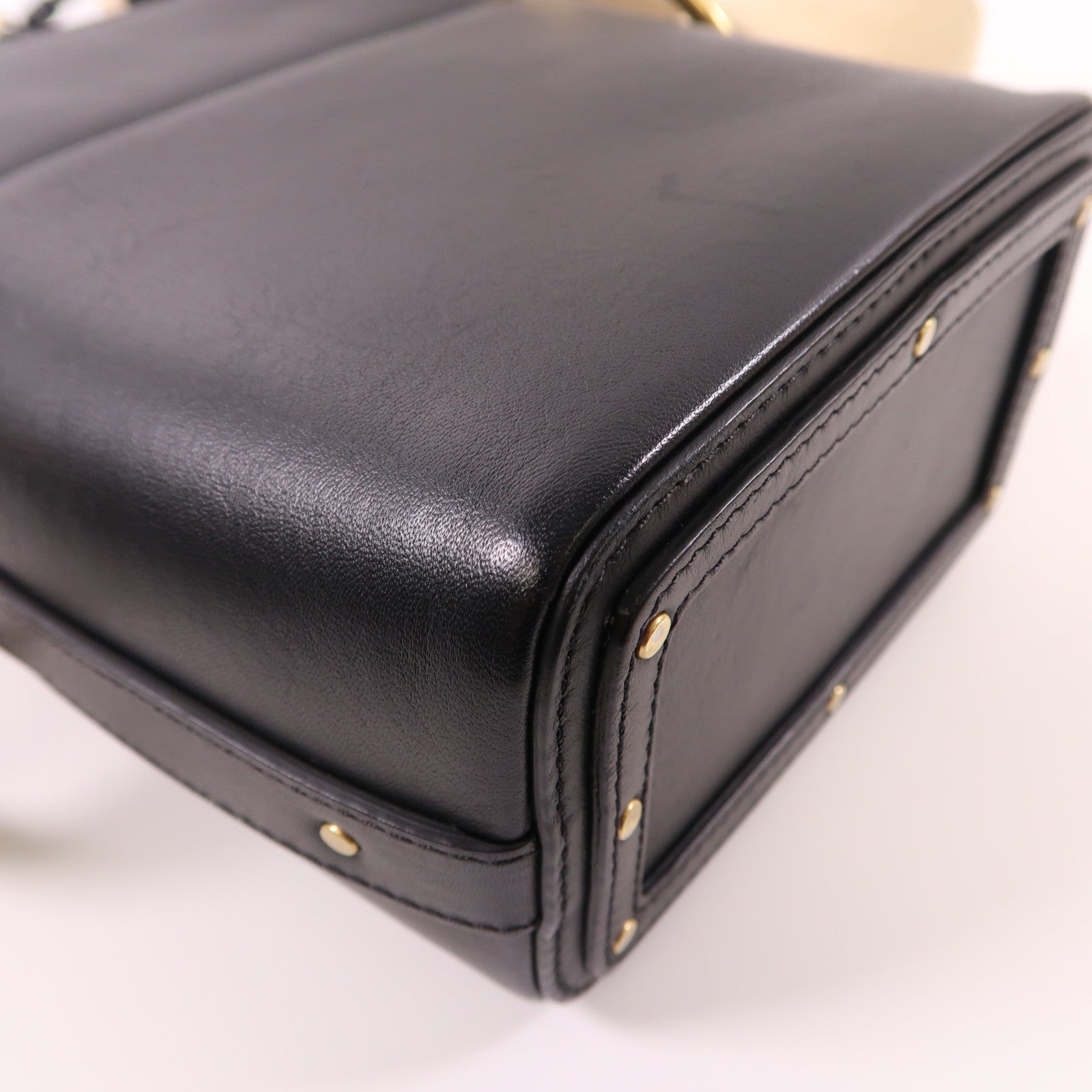 Chloe GHW 2 Way Shoulder Bag Handbag 03187565 Calfskin Leather Black