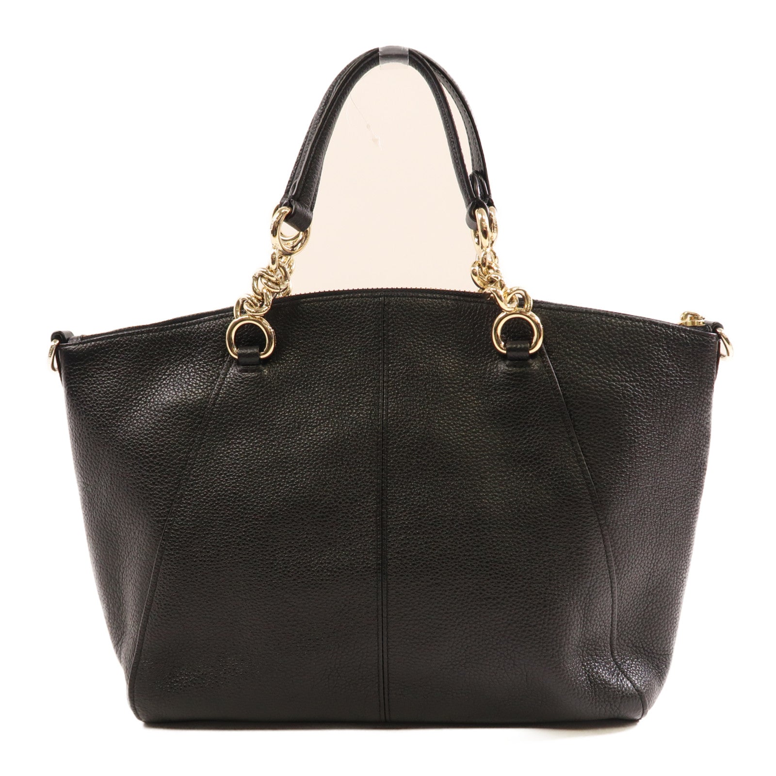 COACH 牛皮皮革2 Way Shoulder銀扣手挽肩背兩用袋