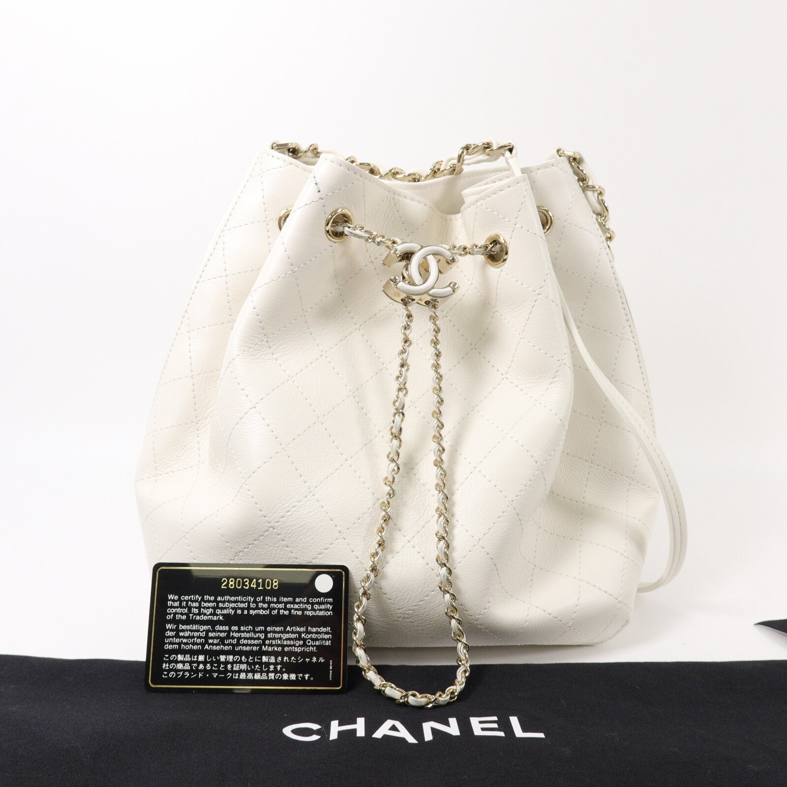 CHANEL 牛皮皮革Bucket鏈帶肩背袋