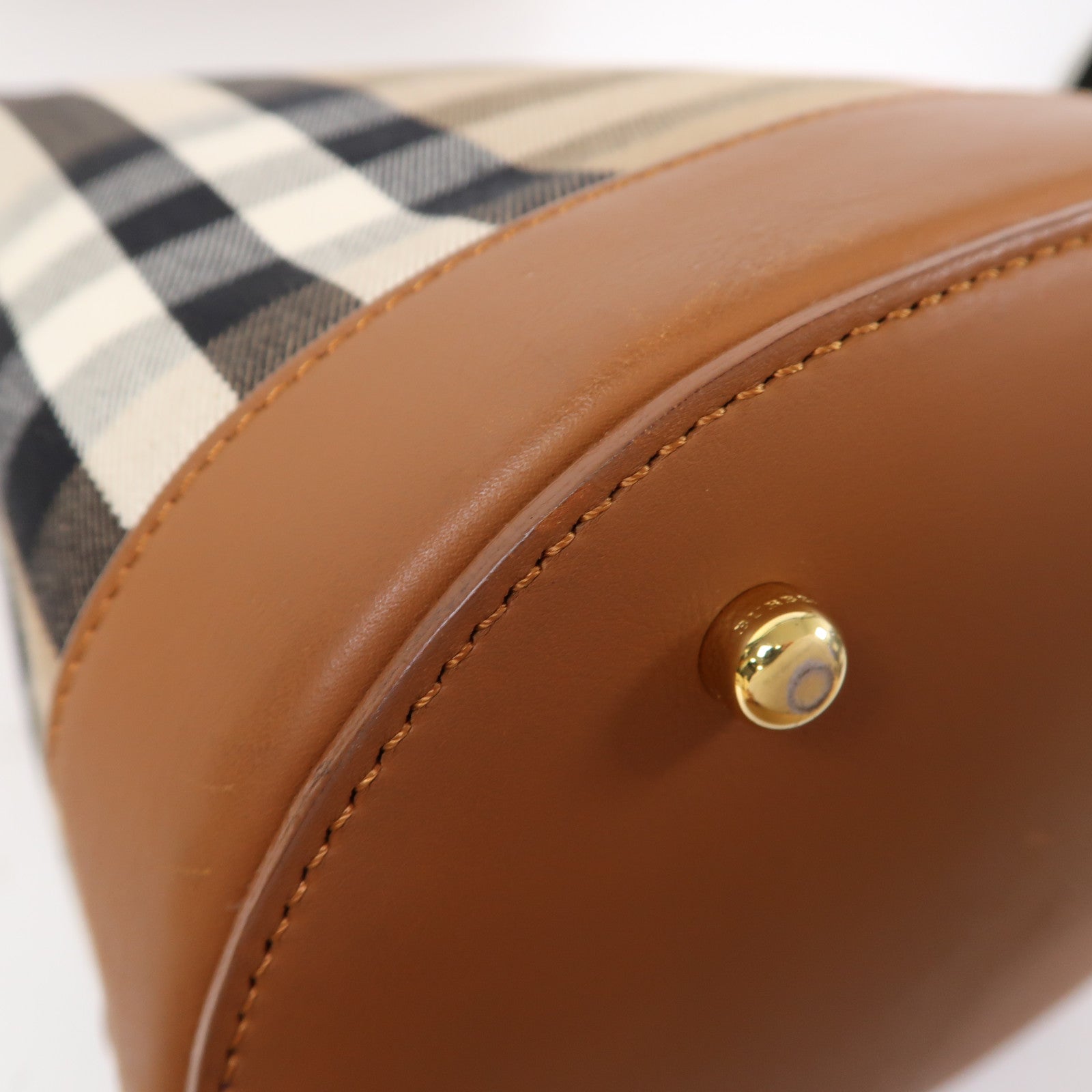 BURBERRY 帆布/皮革Shoulder Bag金扣肩背袋啡色