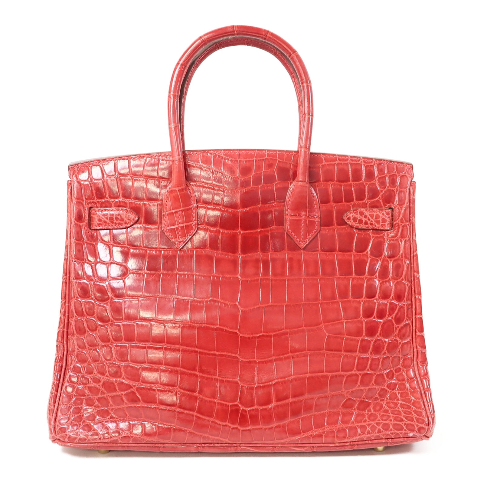 HERMES 鱷魚皮革Birkin 30金扣手挽袋Braise/紅色