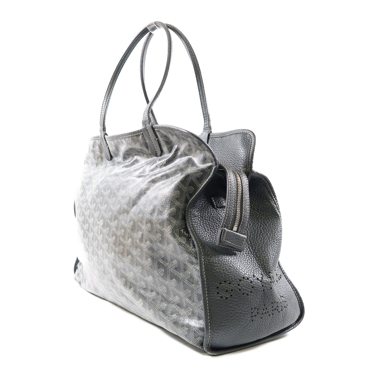 GOYARD 塗層帆布Sac Hardy PM銀扣手挽袋灰色