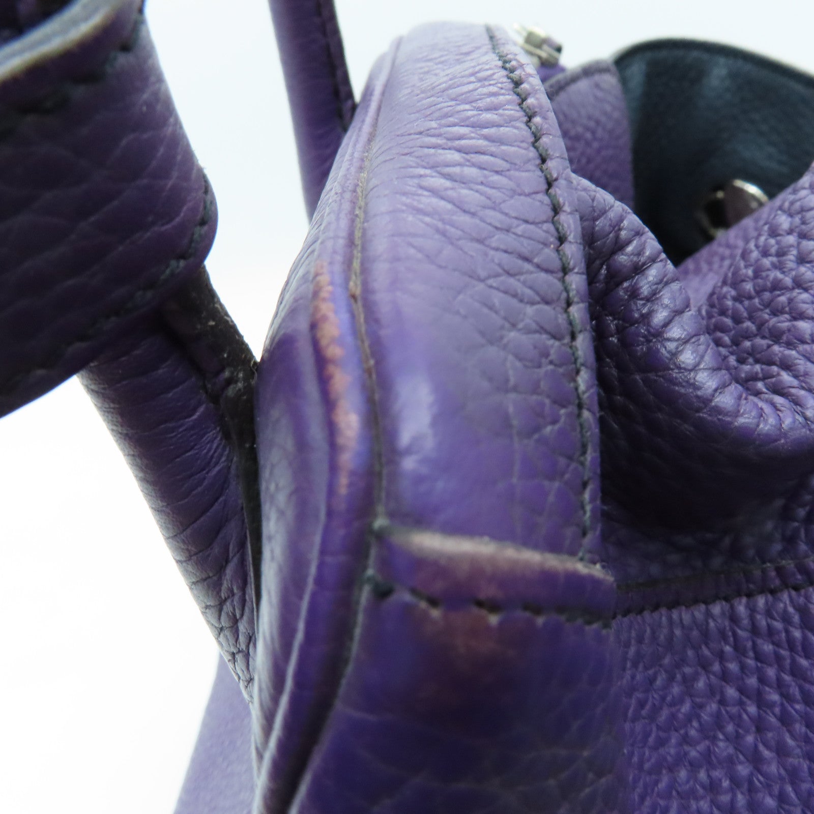 HERMES Clemence皮革Lindy 34银扣手挽肩背两用袋Cassis/紫色