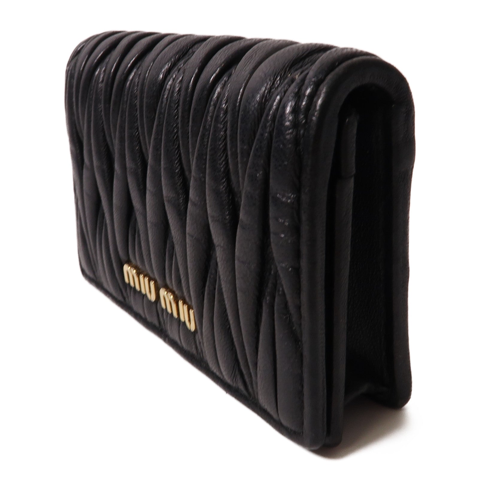 Miu Miu 羊皮皮革Card Case金扣卡片套黑色