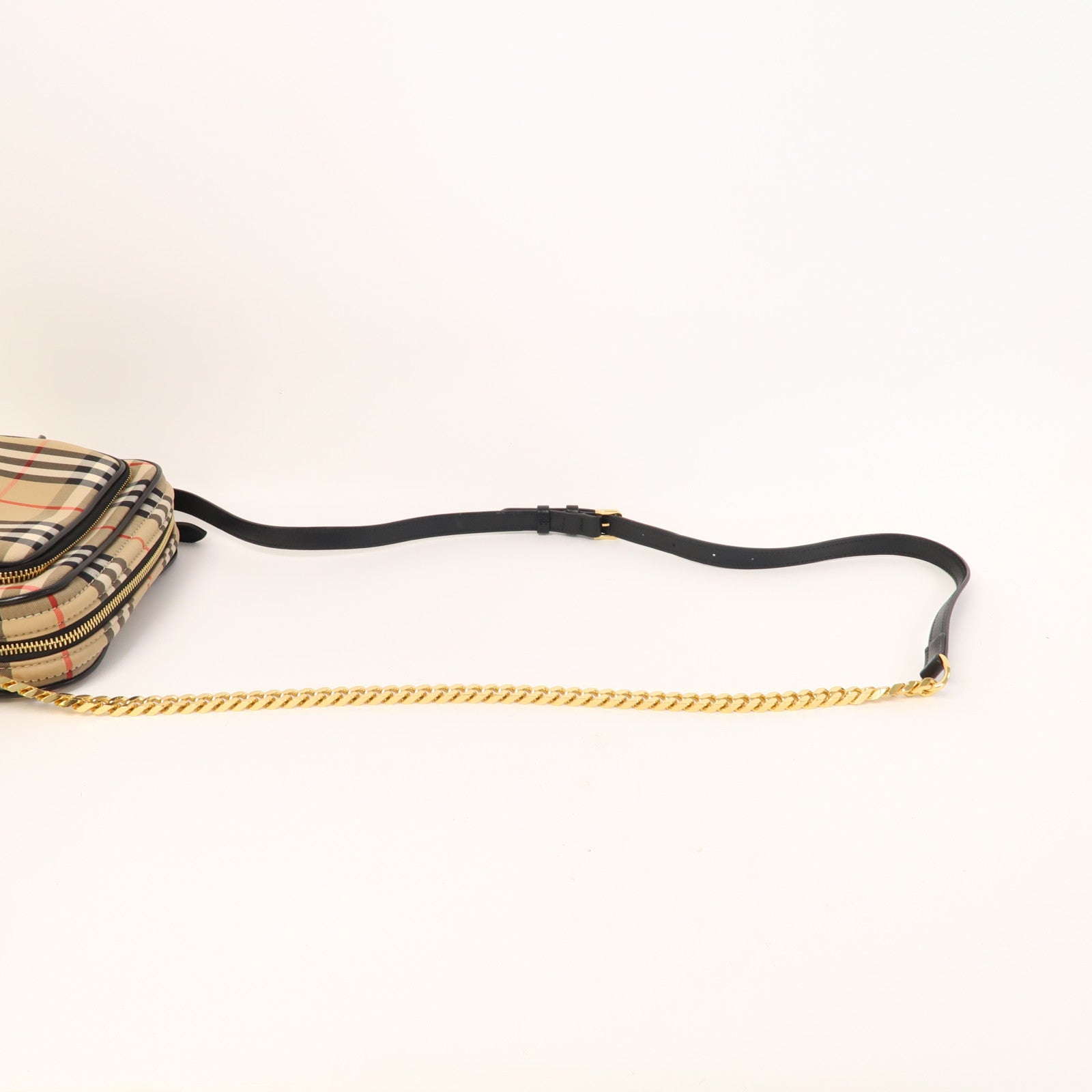 BURBERRY 帆布Shoulder Bag金扣鏈帶肩背袋啡色