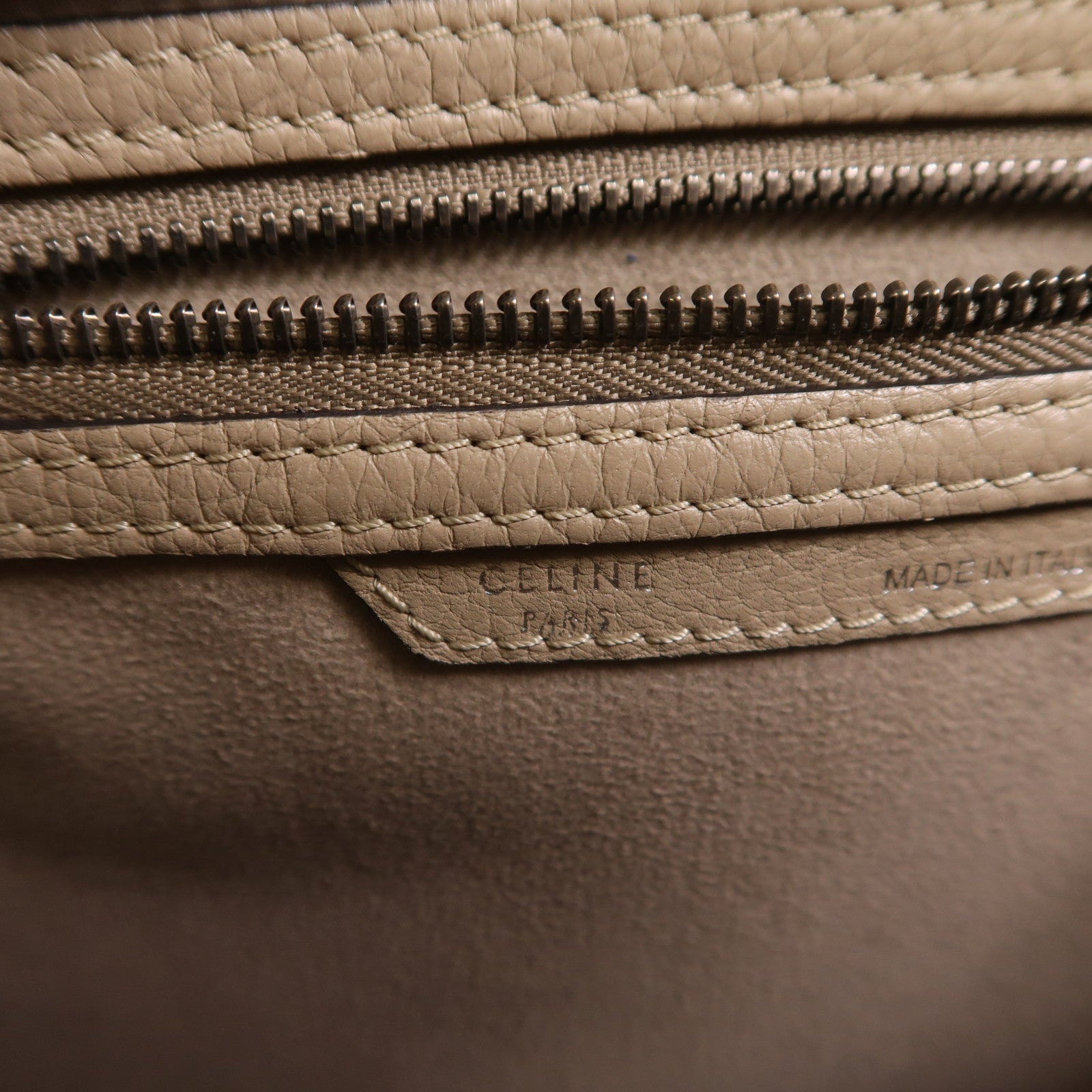 CELINE 牛皮皮革Micro Luggage銀扣手挽袋
