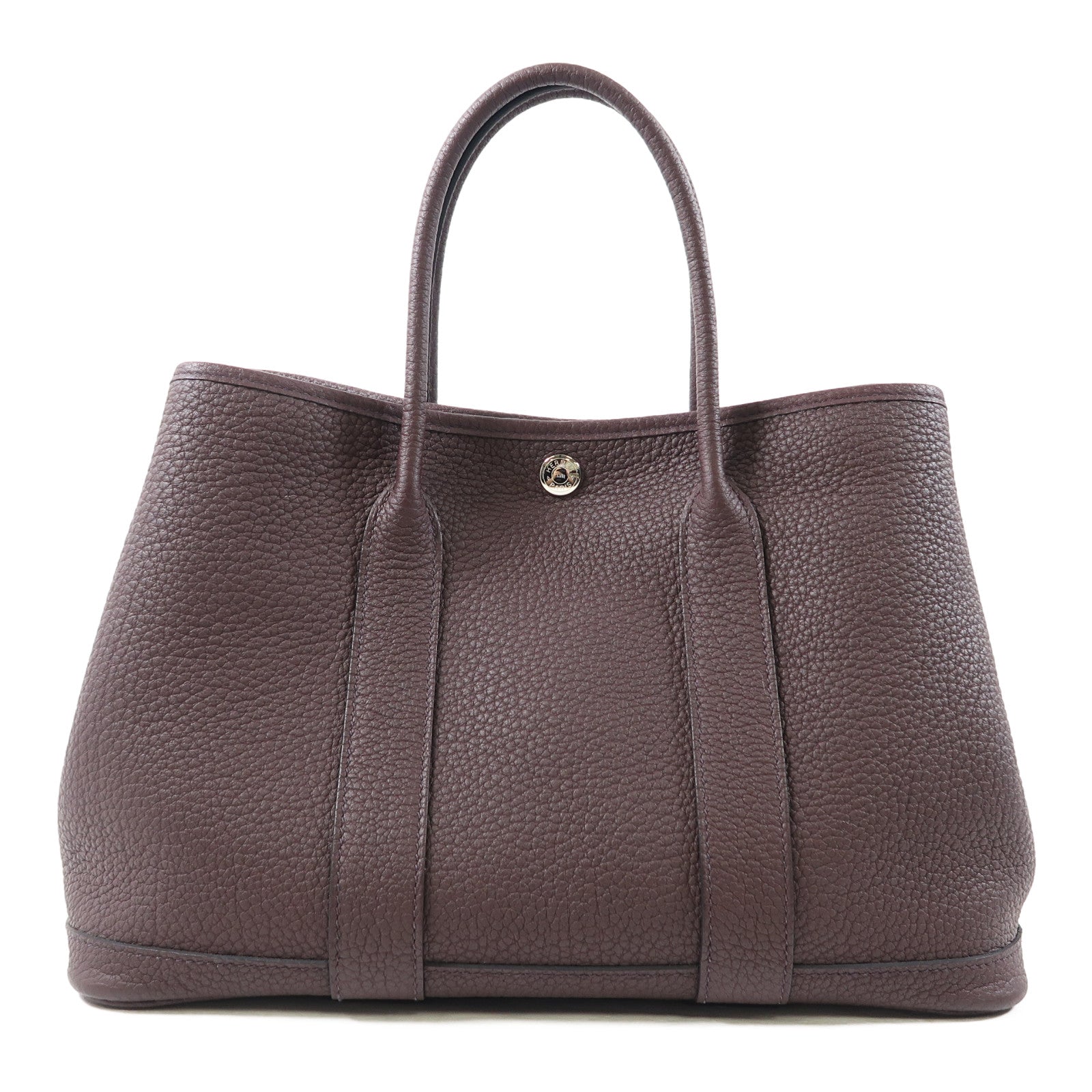 HERMES Negonda皮革Garden Party TPM銀扣手挽袋Rouge Sellier啡色