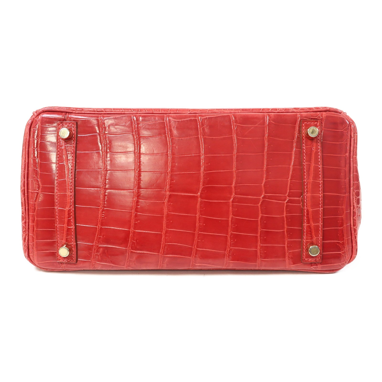 HERMES 鱷魚皮革Birkin 30金扣手挽袋Braise/紅色
