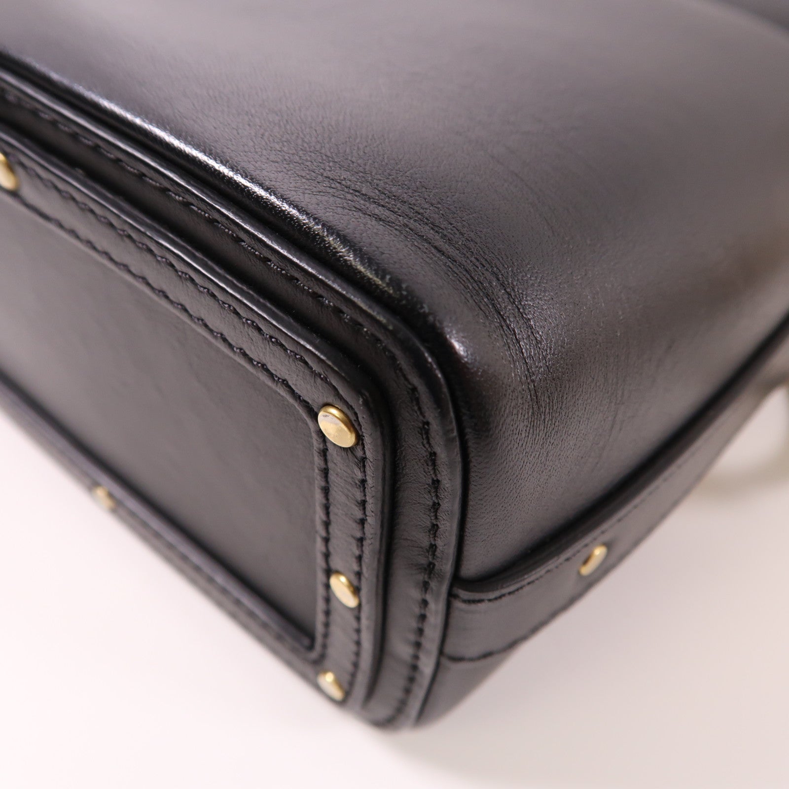 Chloe GHW 2 Way Shoulder Bag Handbag 03187565 Calfskin Leather Black