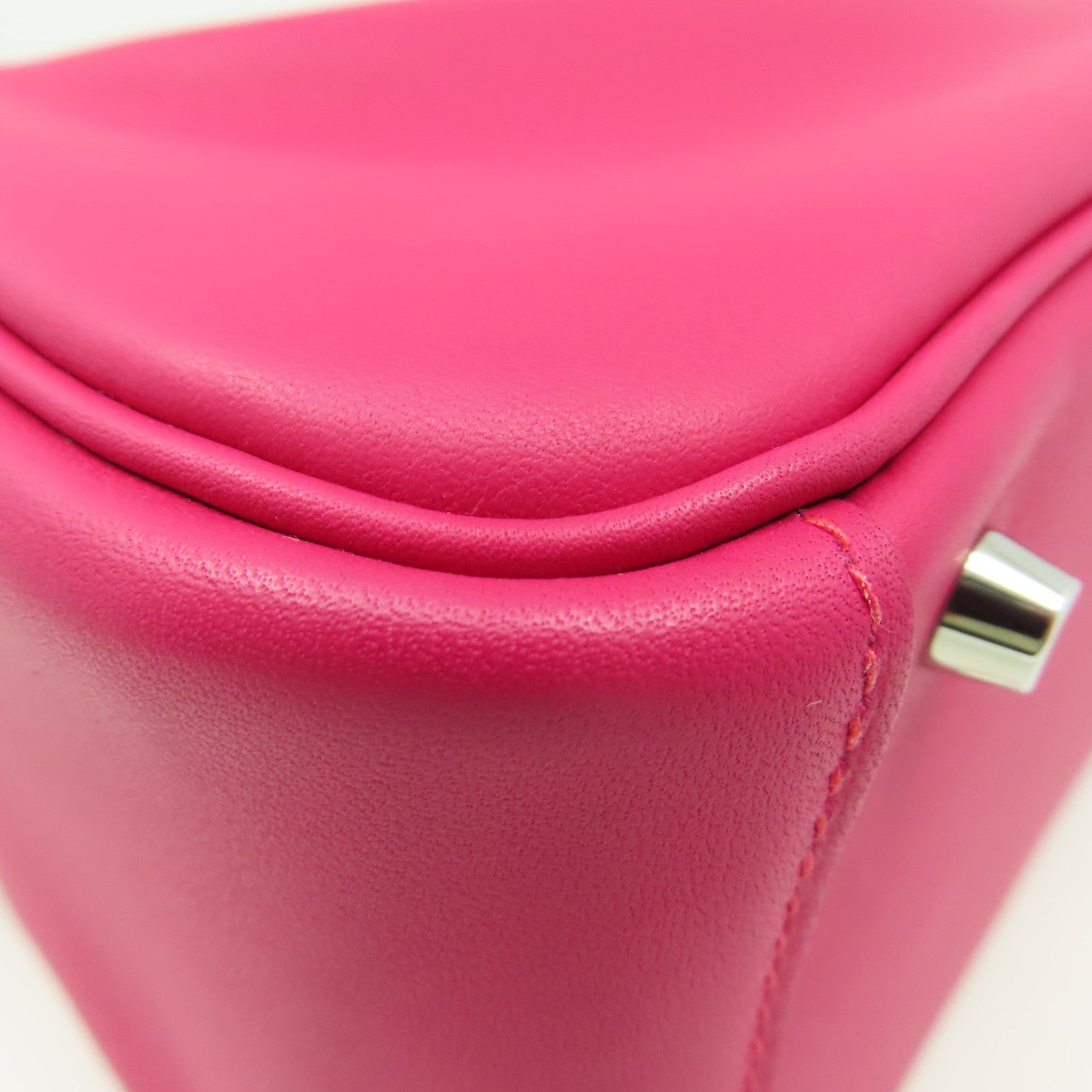HERMES Swift皮革/鱷魚皮革Mini Lindy Touch Shoulder Bag銀扣肩背袋90 Framboise/紅莓色