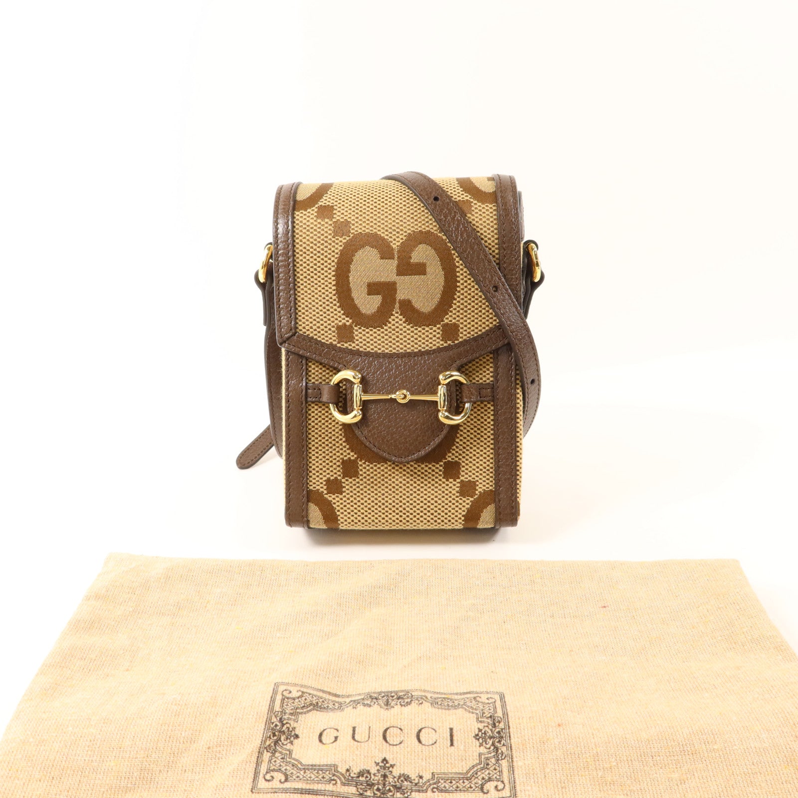 GUCCI 帆布1955 Horsebit Mini Shoulder Bag金扣肩背袋