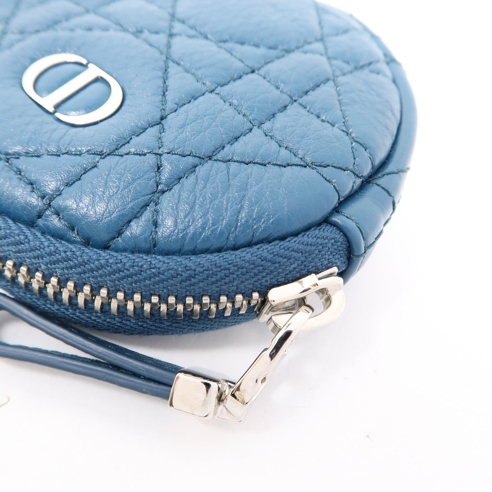 Dior 牛皮皮革Coin Case銀扣零錢包藍色