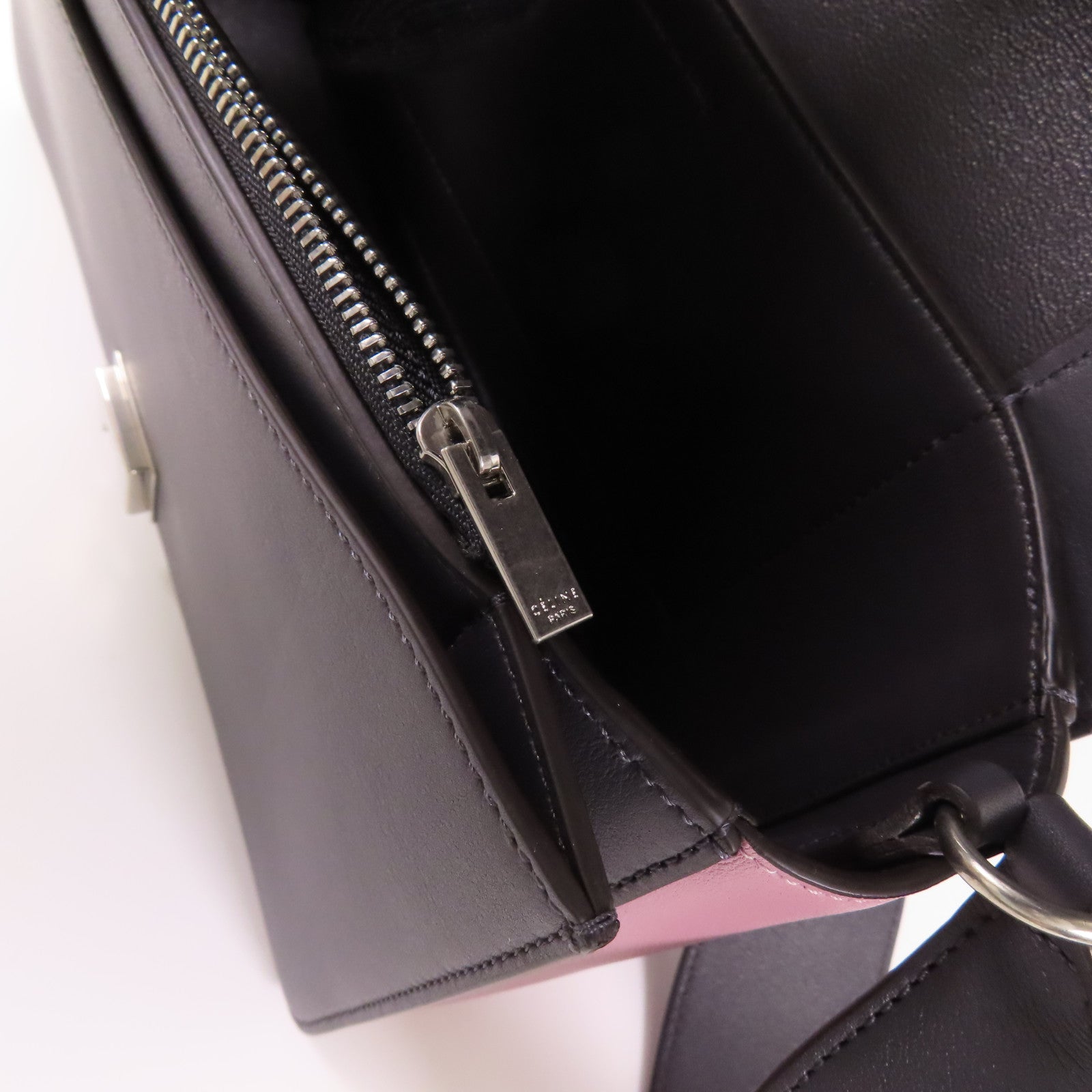 CELINE 牛皮皮革Shoulder Bag銀扣肩背袋