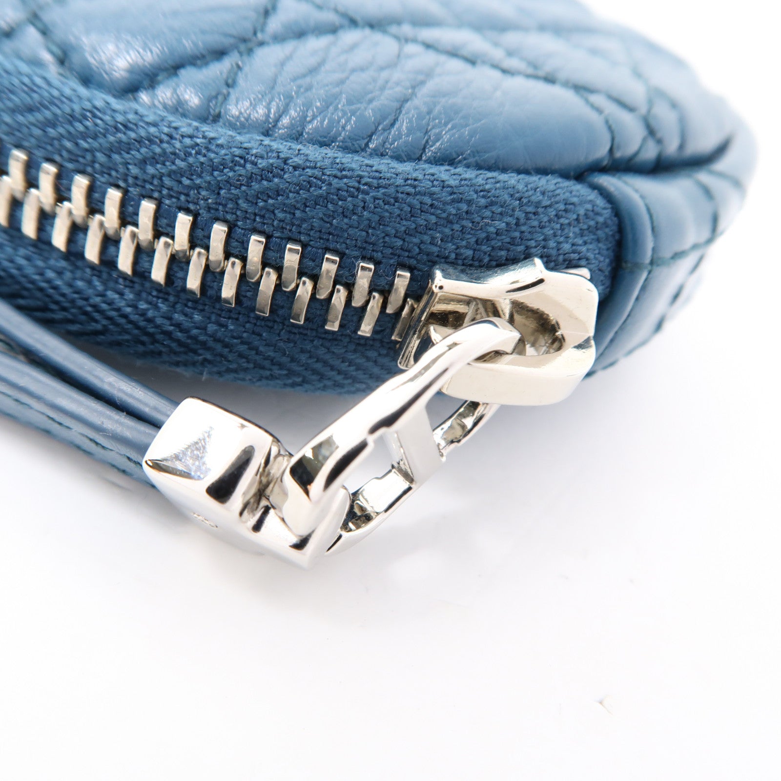 Dior 牛皮皮革Coin Case銀扣零錢包藍色