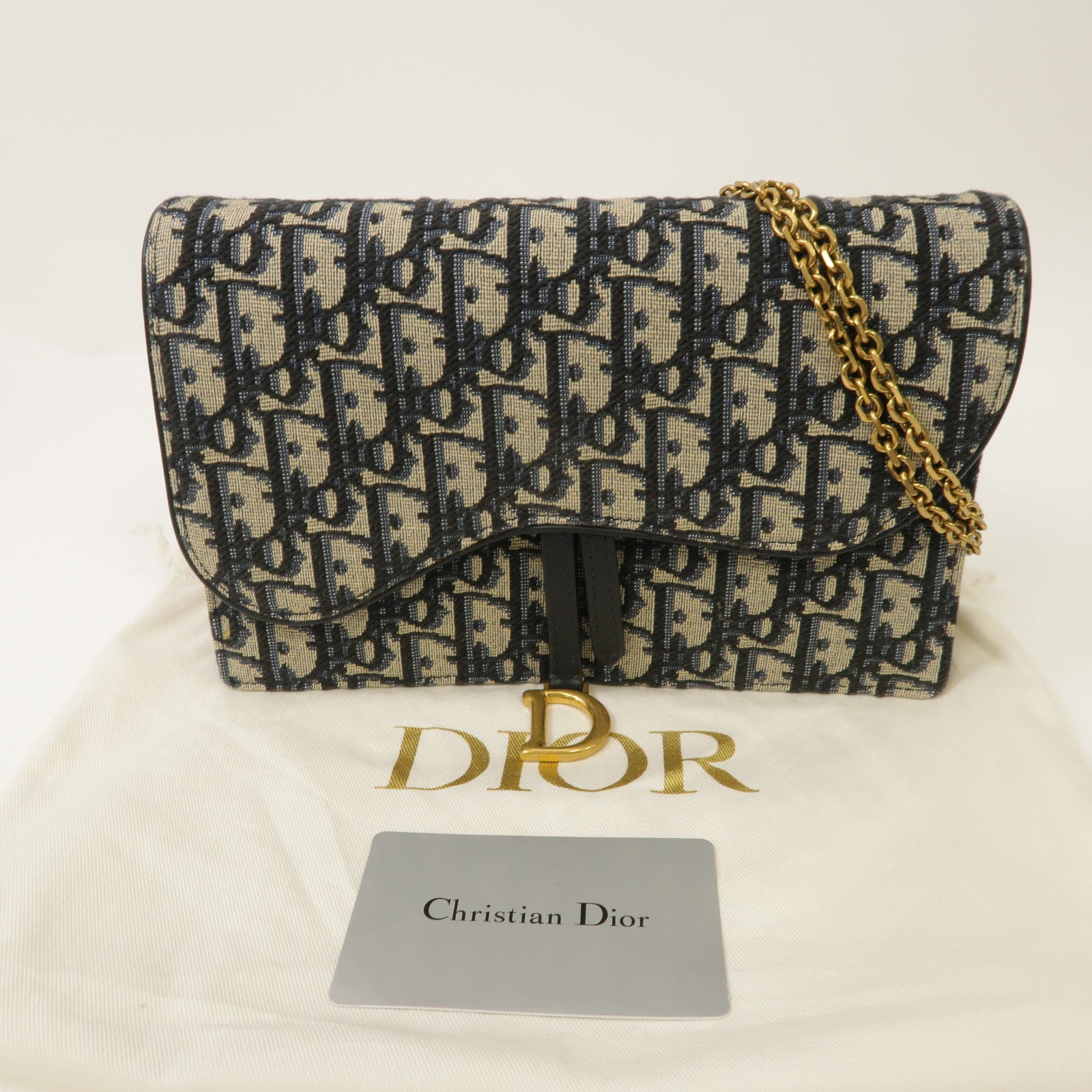 Dior 帆布Saddle金扣肩背袋藍色