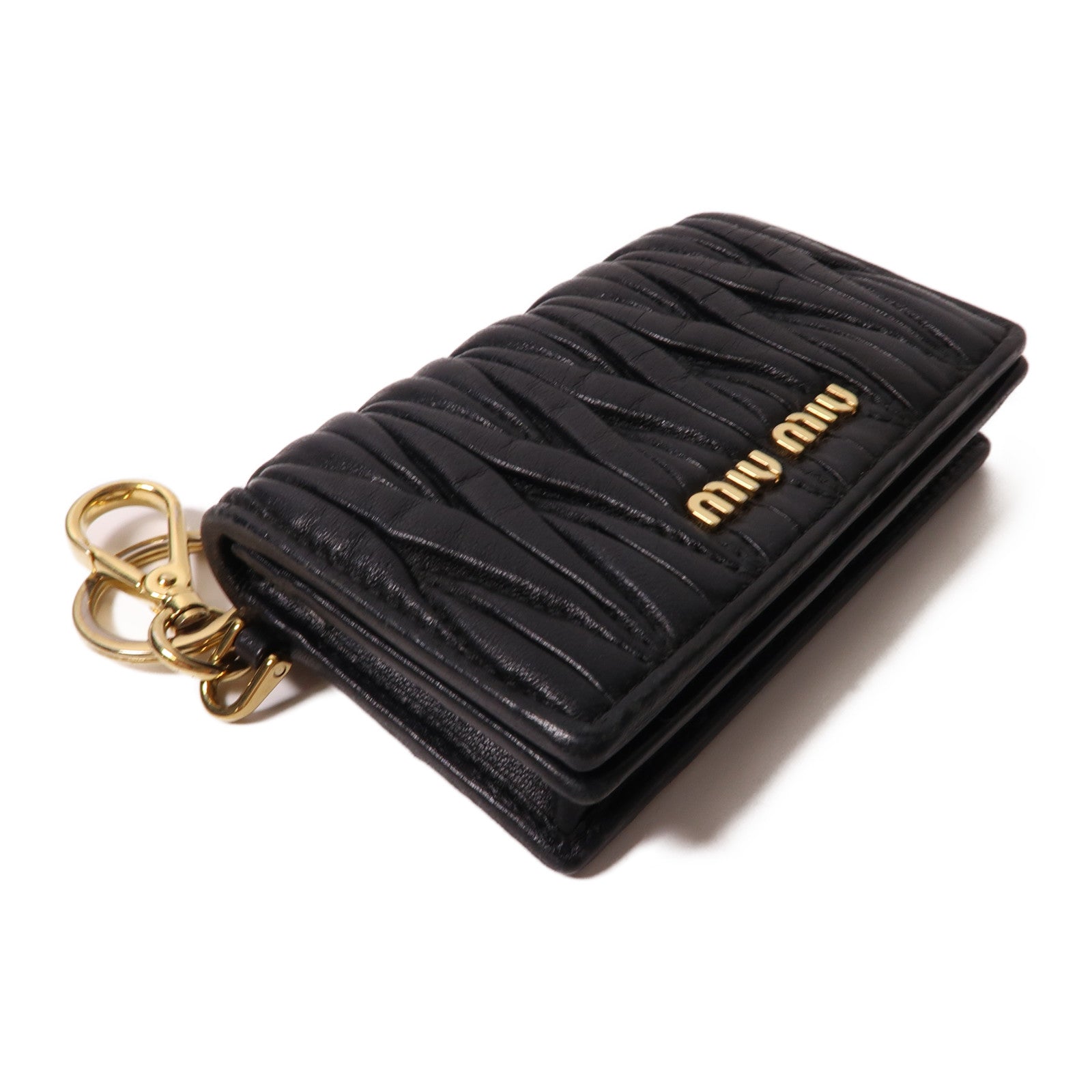 Miu Miu 羊皮皮革Card Case金扣卡片套黑色