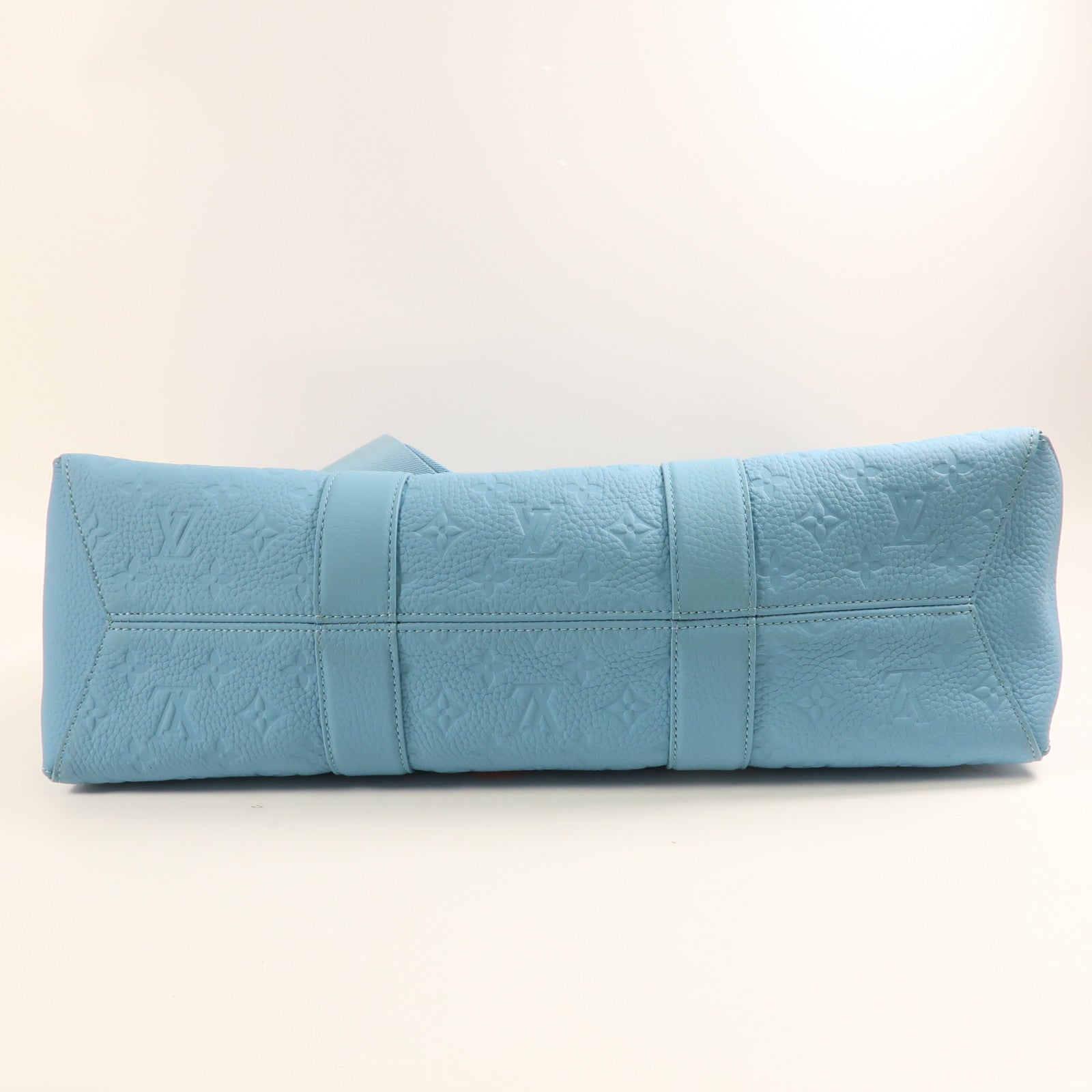 LOUIS VUITTON Embossed LVxYK Weekend Tote銀扣手挽肩背兩用袋藍色