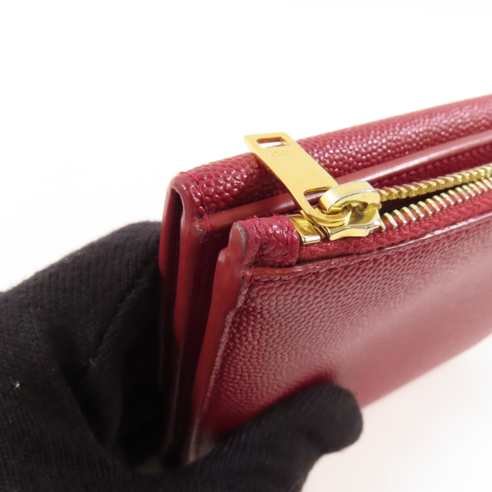 YVES SAINT LAURENT 【激減優惠】牛皮皮革Bifold Wallet金扣錢包