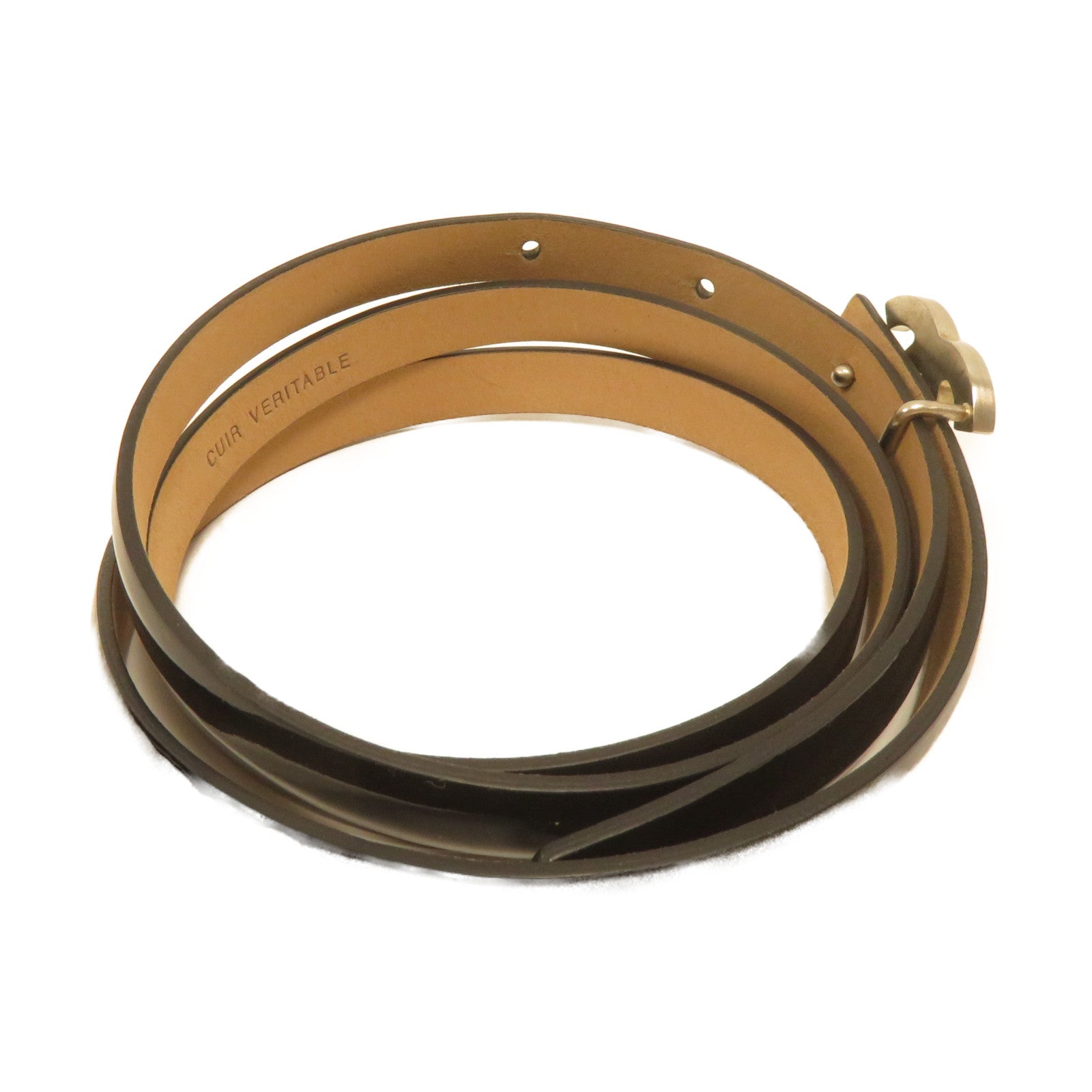 CHANEL **【激減優惠】漆皮皮革CC Belt銀扣皮帶黑色